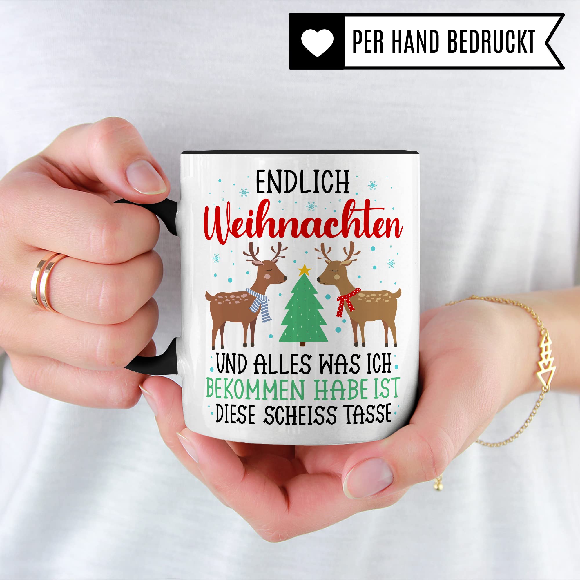 Weihnachten Tasse Geschenk Kaffeetasse Geschenkidee Humor Weihnachtstasse Sarkasmus Kaffee-Becher witziger Geschenkartikel Endlich Weihnachten alles was ich bekomm ist diese scheiß Tasse Spruch