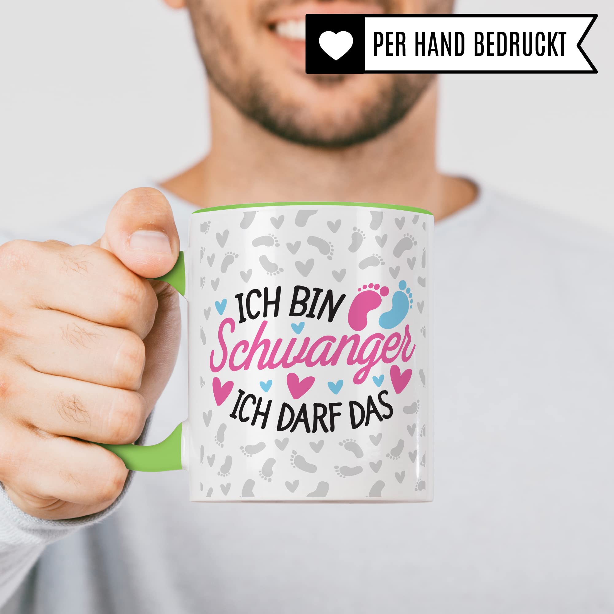 Schwangerschaft Tasse - Ich bin Schwanger Ich darf das - Geschenk für Schwangere schöner Spruch Geschenkidee werdende Mutter Kaffee-Becher