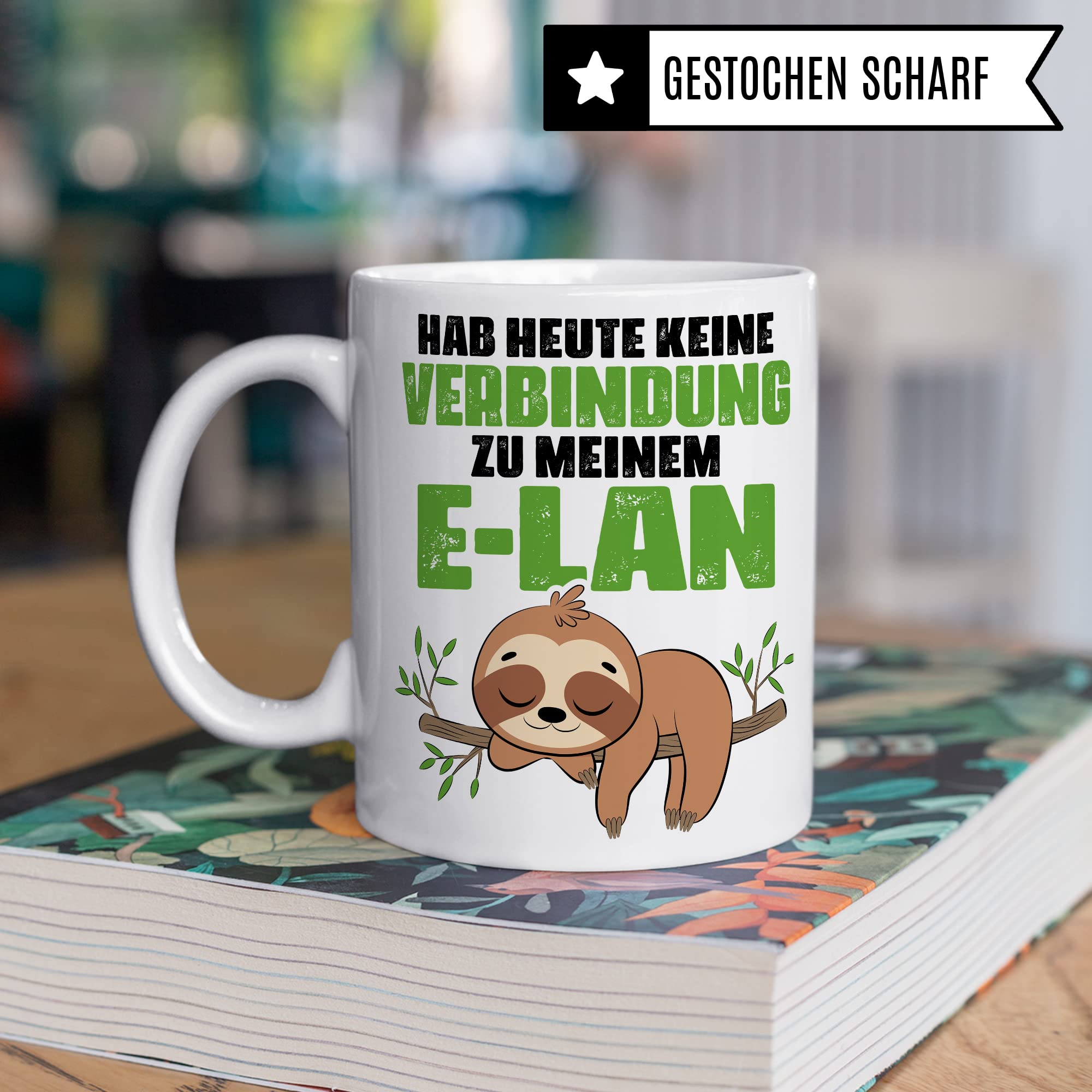 Tasse lustig Geschenk, Hab heute keine Verbindung zu meinem E-lan Geschenkidee Kaffeebecher Kaffeetasse Tasse mit Spruch lustig Humor Witztasse Ironie Sarkasmus