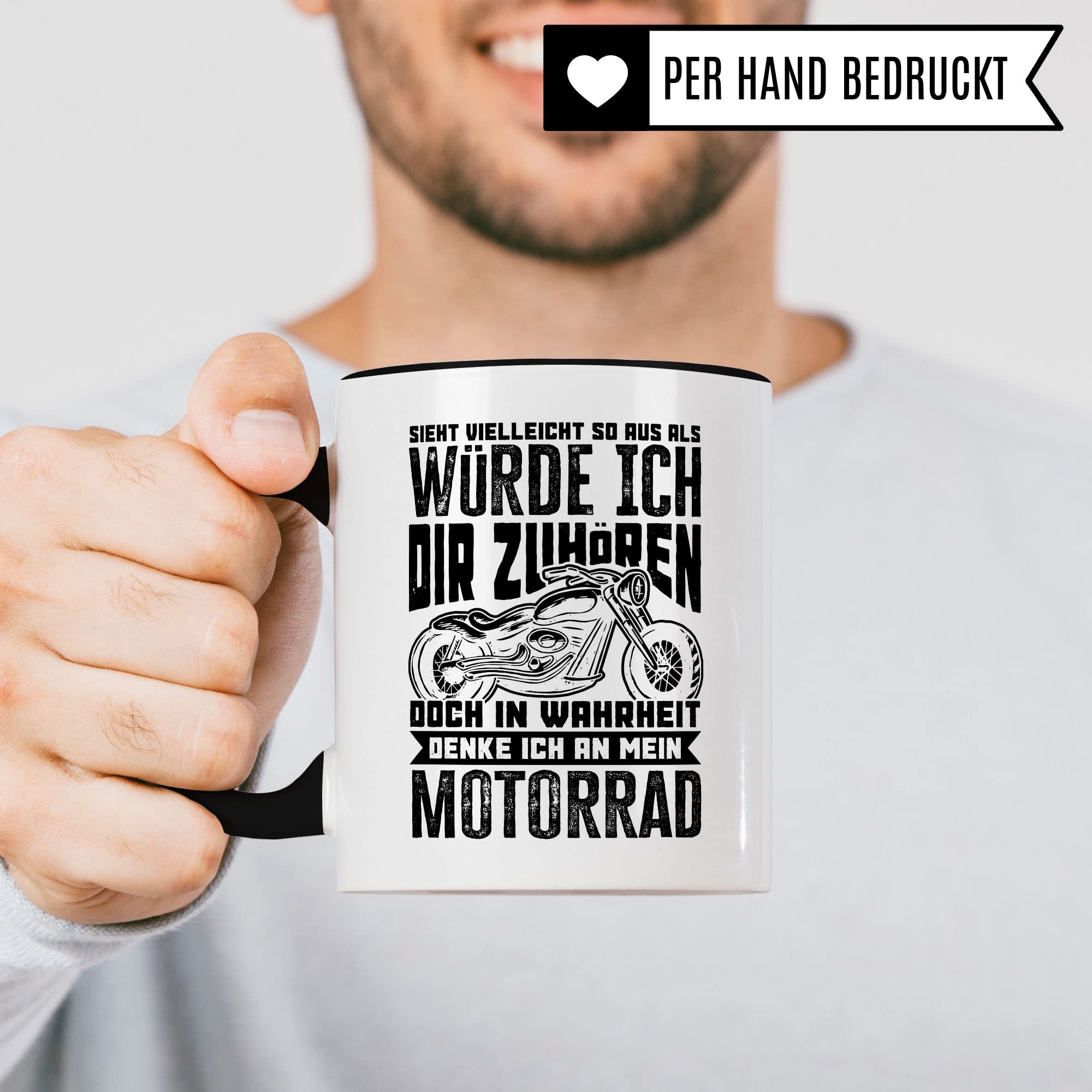 Motorrad Tasse Geschenkidee Humor Witz Kaffeetasse Geschenk für Motorradfahrer Biker Kaffeebecher Bike Becher