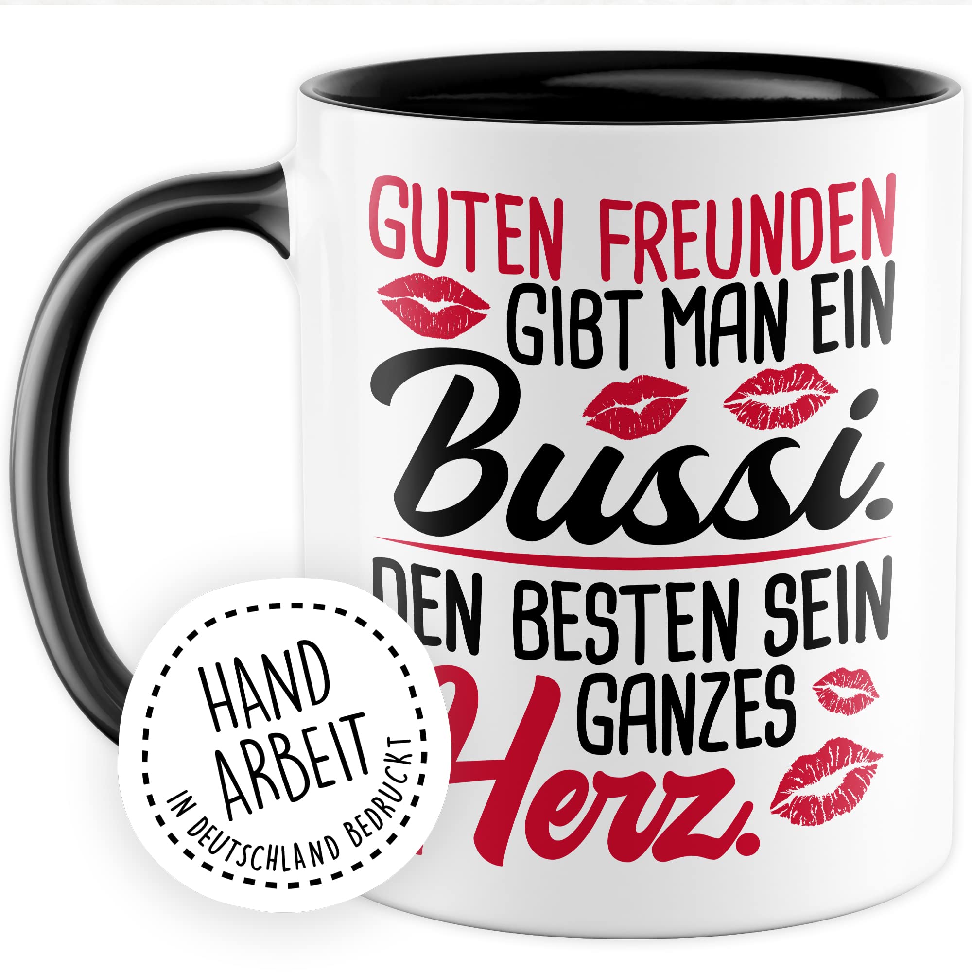 Freunde Tasse Freundinnen Kaffeetasse Freundschaft Kaffee-Becher Frauen Beste Freundin Geschenk-Idee Guten Freunden Bussi Besten Herz Spruch