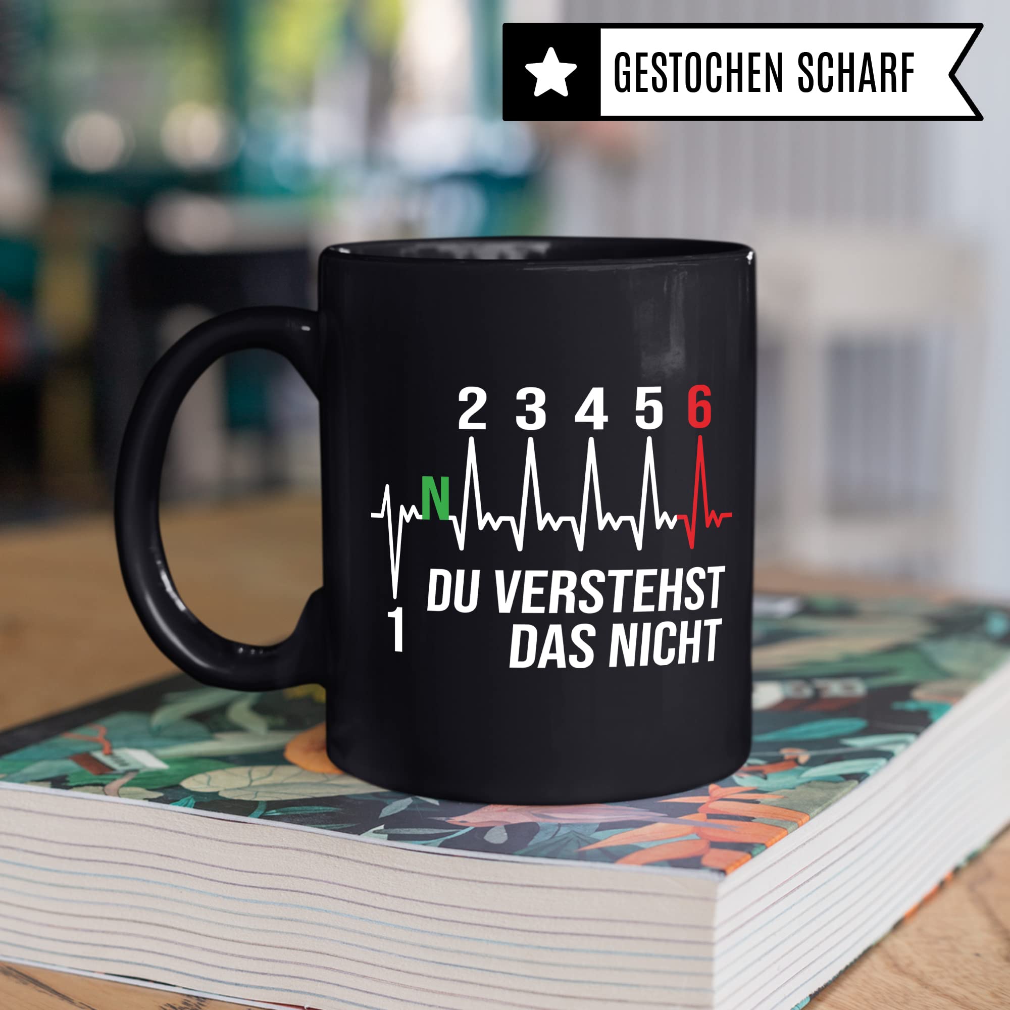 Motorrad Tasse, 1 2 3 4 5 6 - Du verstehst das nicht, Biker Geschenk Spruch lustig Motiv Geschenkidee Kaffeetasse Motorradfahrer Motorradfahrerin Frauen Männer Kaffee-Becher