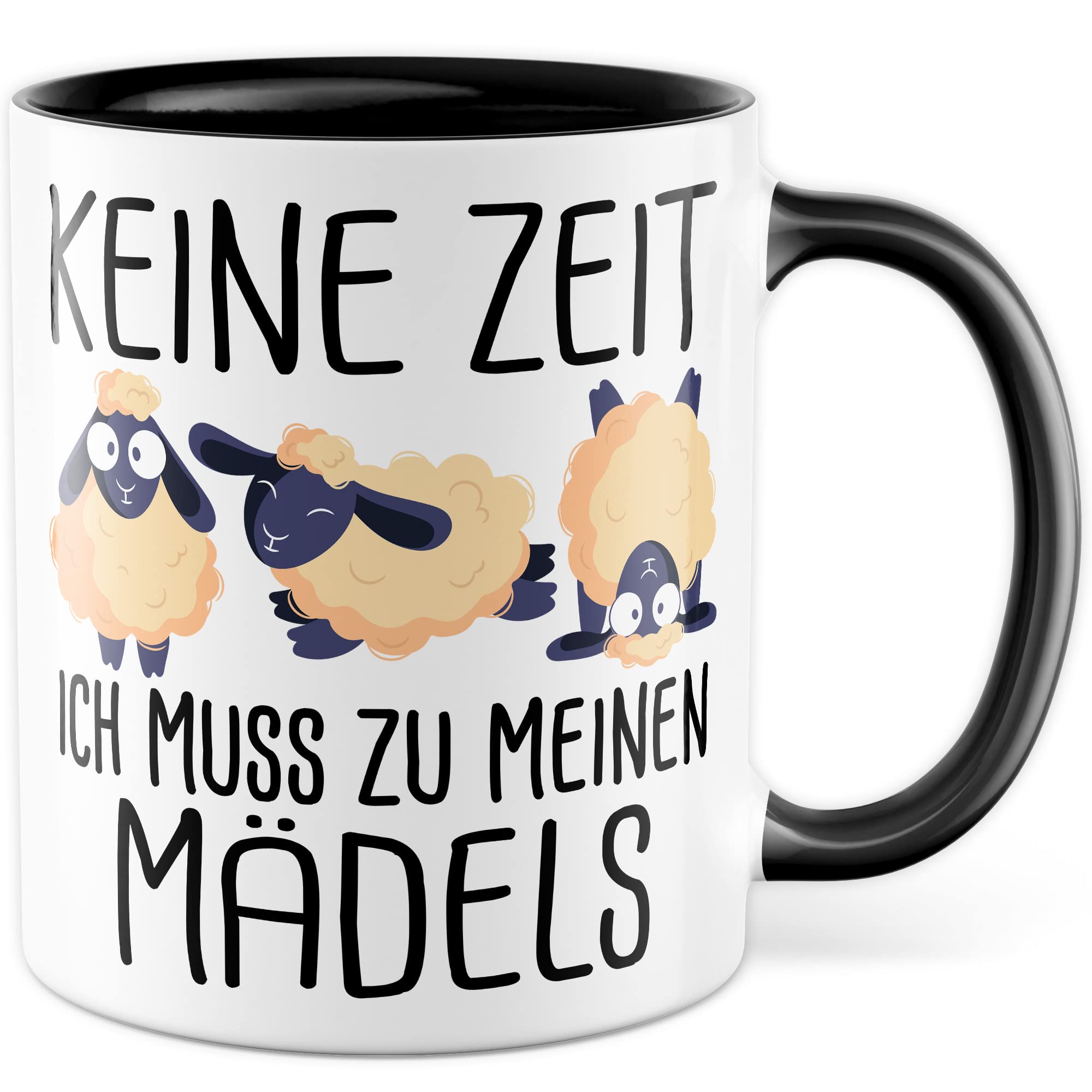 Mädels Tasse Schaf lustige Schafe Kaffeetasse Geschenk Kaffee-Becher Schäfchen süß Geschenkidee Mädchen Kollegin Humor Tante Freundin Wolle Cartoon Schaf Aufdruck witzig Bäuerin Bauernfrau