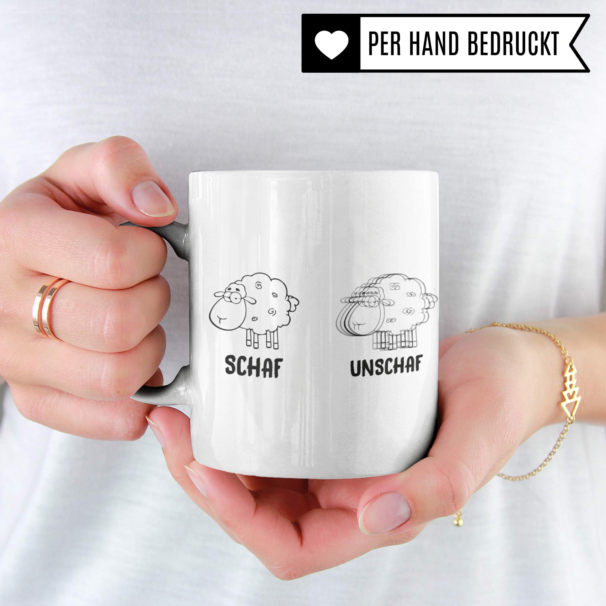 Schaf Unschaf Tasse - Witz Geschenk Becher lustig - Schafe Tiere Geschenkidee Wortwitz Kaffeetasse