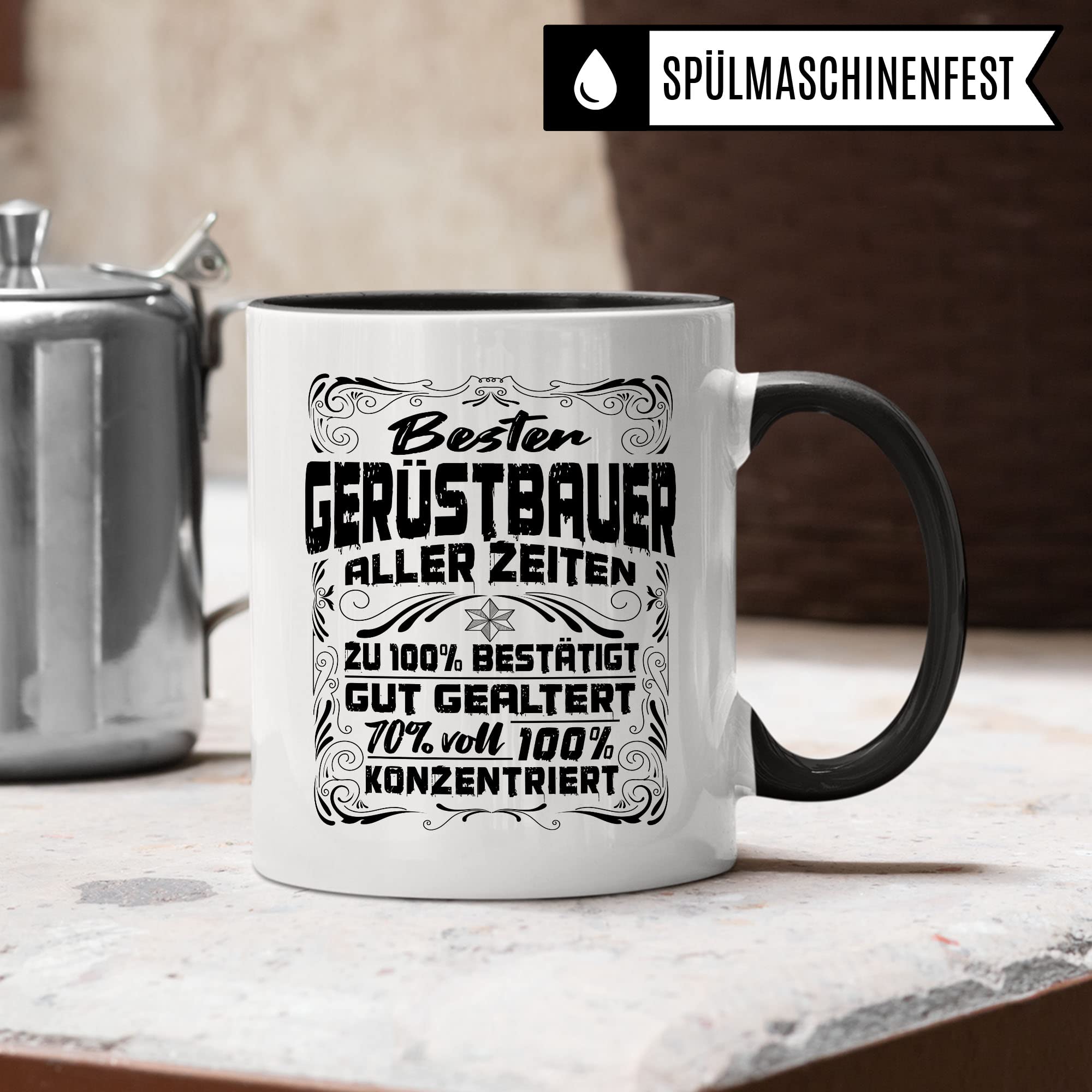 Gerüstbauer Tasse Geschenkidee Kaffeetasse Humor Witz Geschenk für Bauarbeiter Kaffeebecher Bau Becher