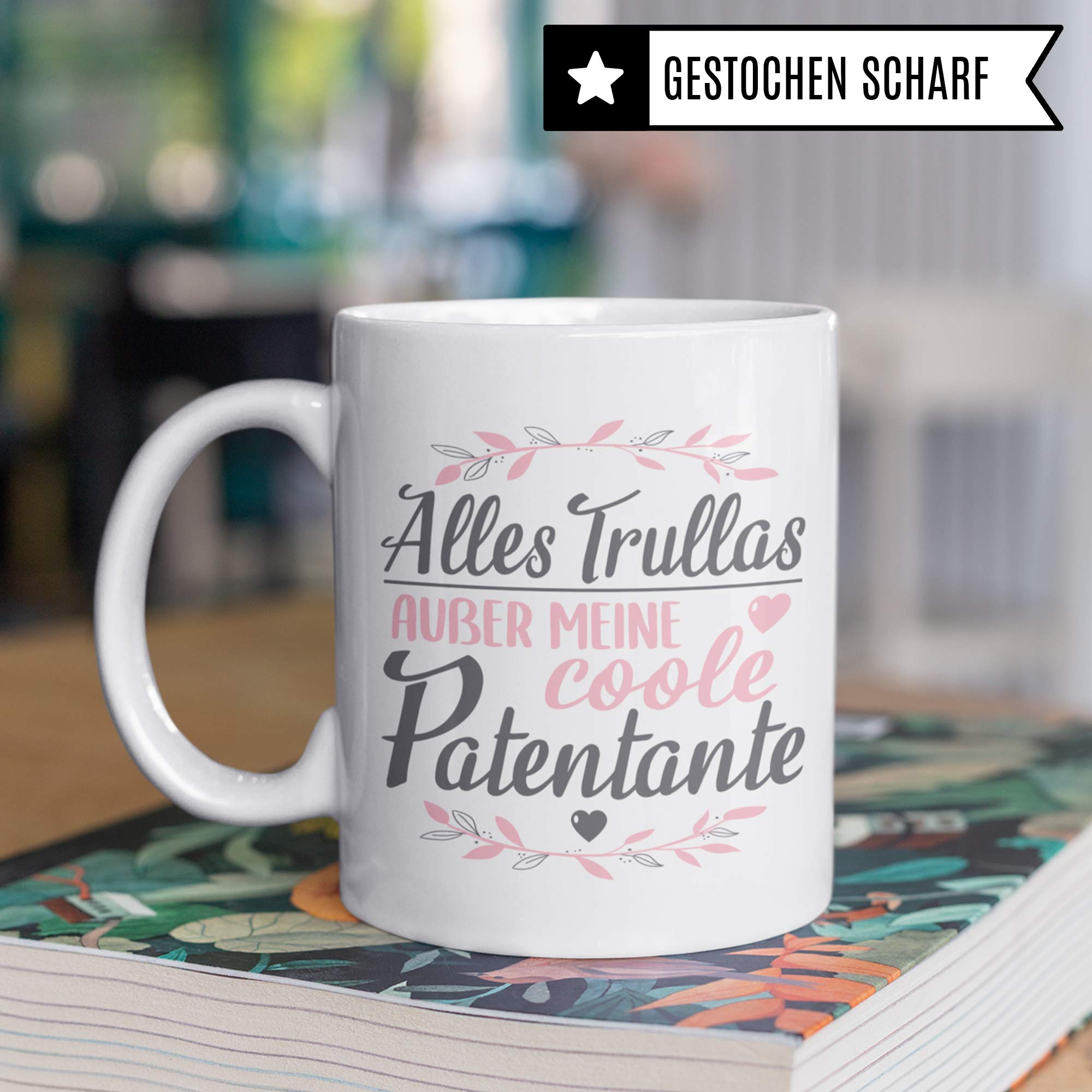 Pagma Druck Patentante Geschenk, Tasse Patentante Patensohn Patentochter Kaffeetasse, Taufgeschenke für Paten Becher, Patin Taufpatin Patenkind Geschenkidee Kaffeebecher