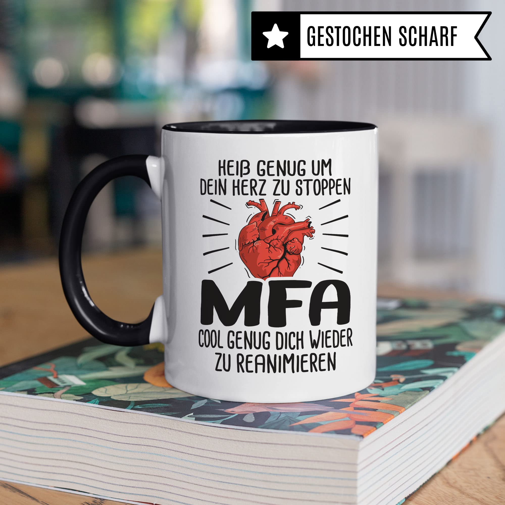 Tasse MFA, Heiß genug um dein Herz zu stoppen - MFA - Cool genug dich wieder zu reanimieren, Krankenschwester Geschenk, Arzthelfer Tasse Medizinische Fachangestellte Arzthelferin Krankenpfleger