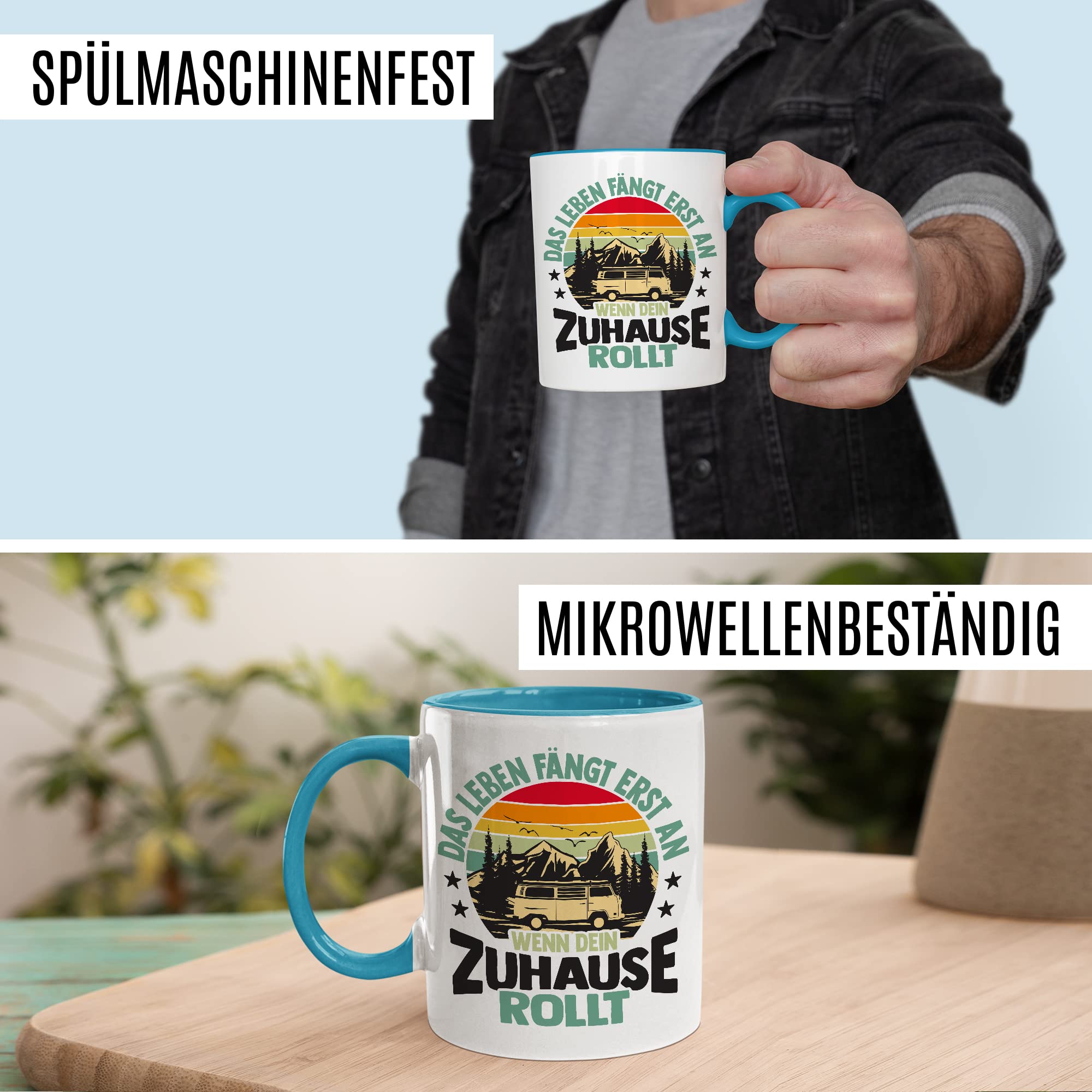 Wohnmobil Tasse Wohnwagen Kaffeetasse Camping Geschenk Camper Kaffee-Becher Geschenkidee Outdoorfans Camperin Campingvan Campingwagen Campingplatz Zelten