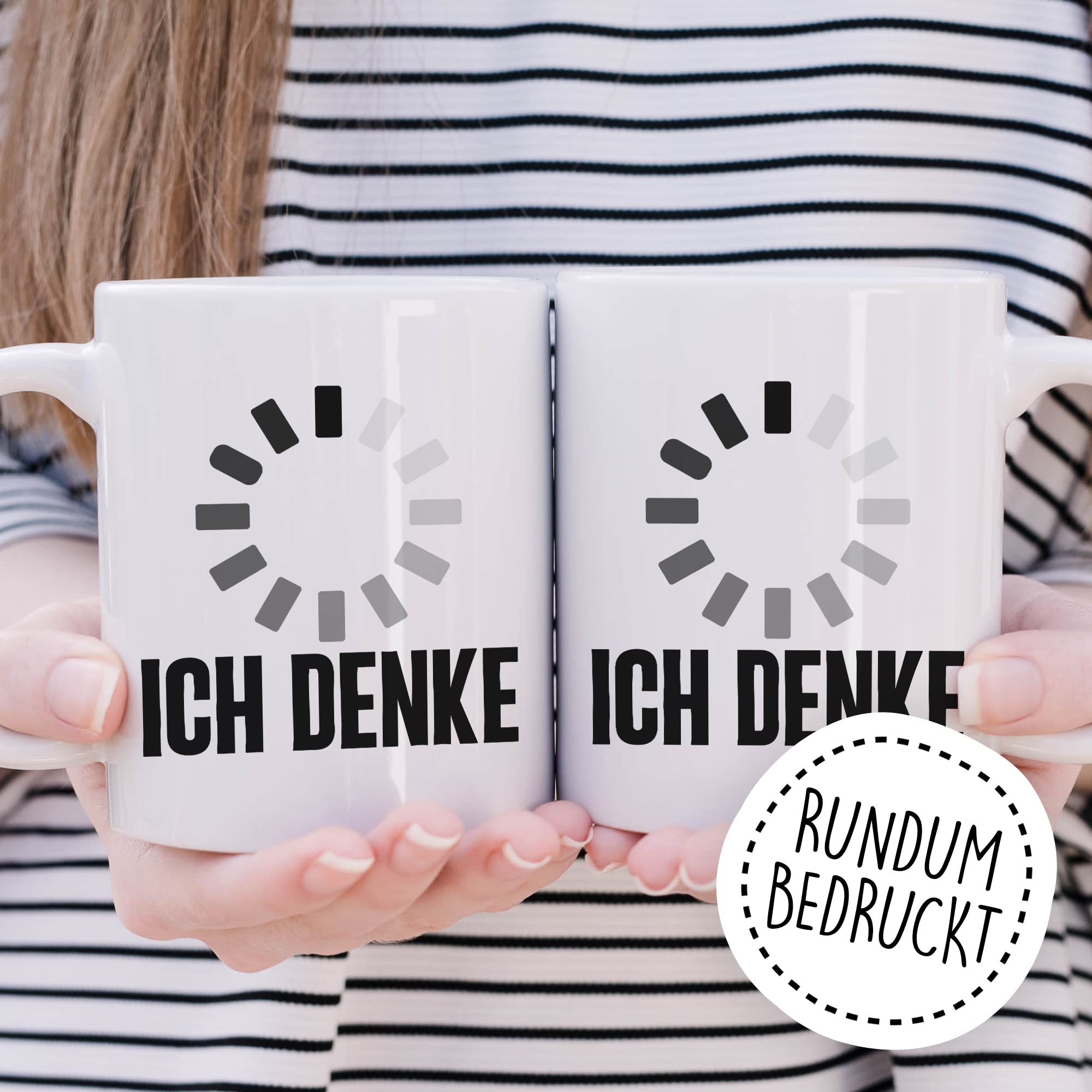 Tasse lustig Geschenk, Ich denke Geschenkidee Büro Witz Kaffee-Becher Kaffetasse Tasse mit Spruch lustig denken Humor Teetasse Witztasse Ladezeichen Motivtasse