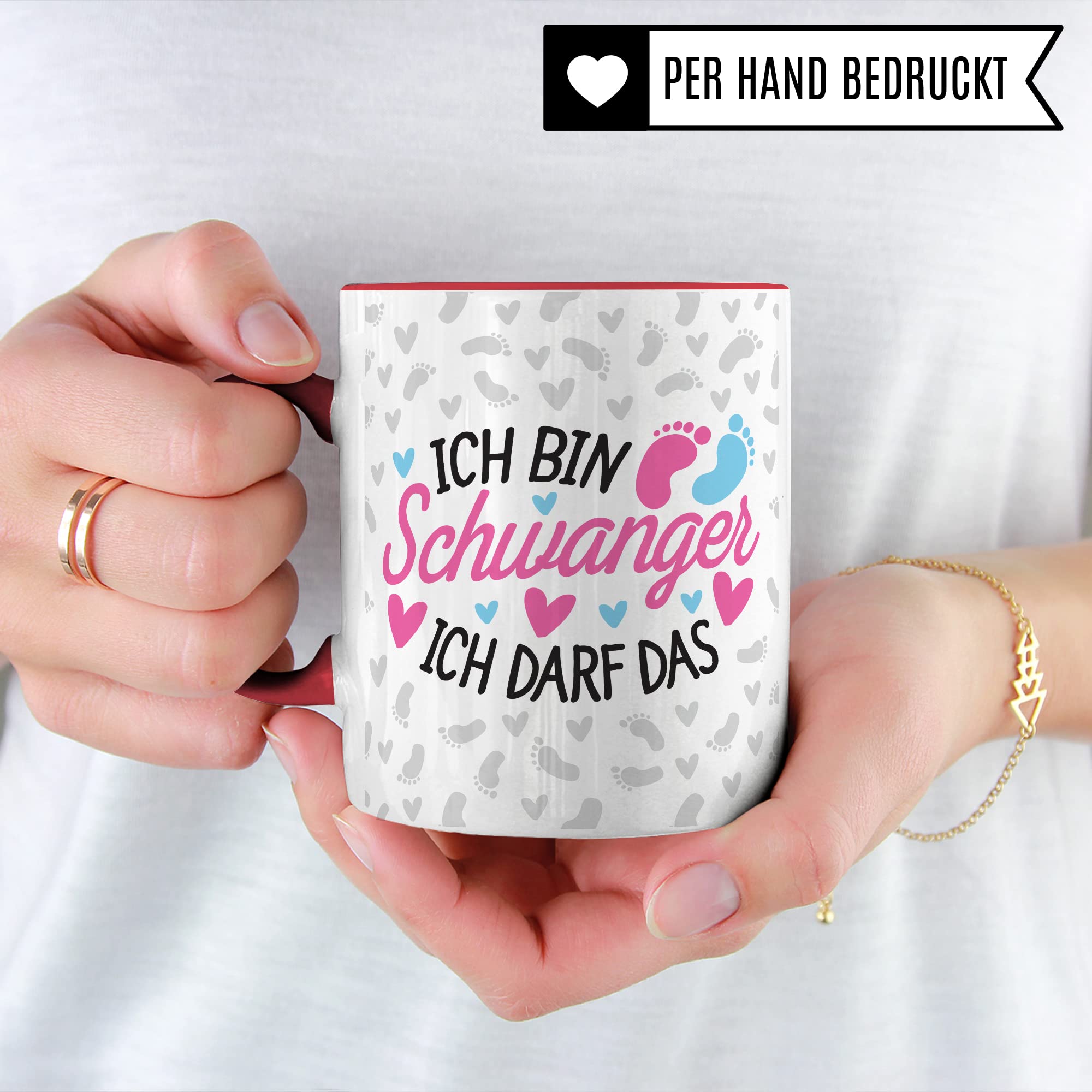 Schwangerschaft Tasse - Ich bin Schwanger Ich darf das - Geschenk für Schwangere schöner Spruch Geschenkidee werdende Mutter Kaffee-Becher