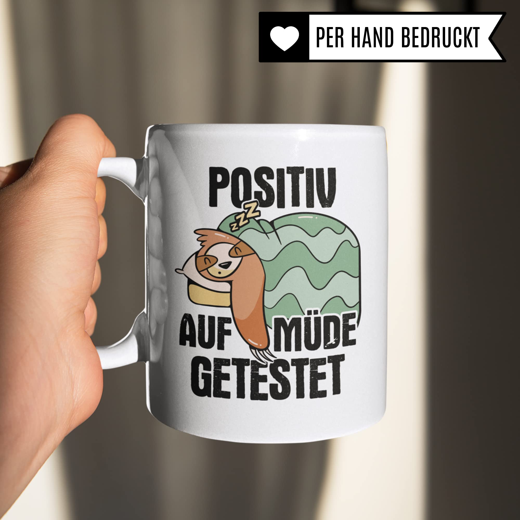 Positiv Auf Müde Getestet Tasse, lustiges Geschenk Faulpelz, Kaffeetasse Müdigkeit Faulheit Frühaufsteher, Kaffeebecher Humor Büro witzig