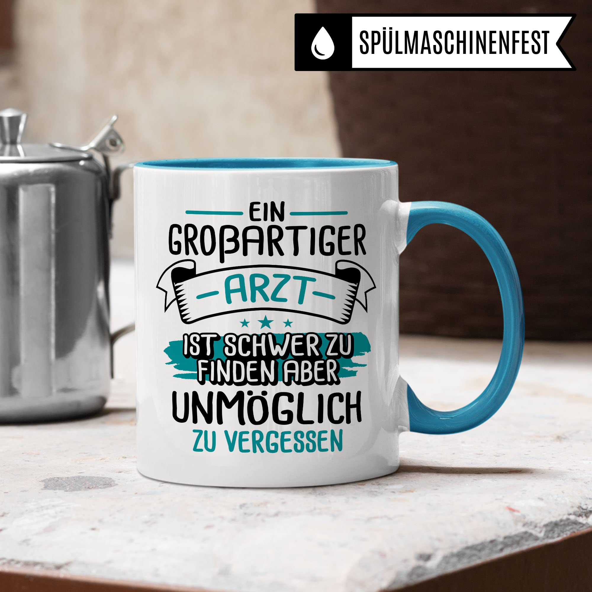 Arzt Tasse, Ein großartiger Arzt ist schwer zu finden aber unmöglich zu vergessen, Arzt Danke Geschenk, Dankeschön Tasse schöner Spruch Kaffeetasse Berufe Tasse