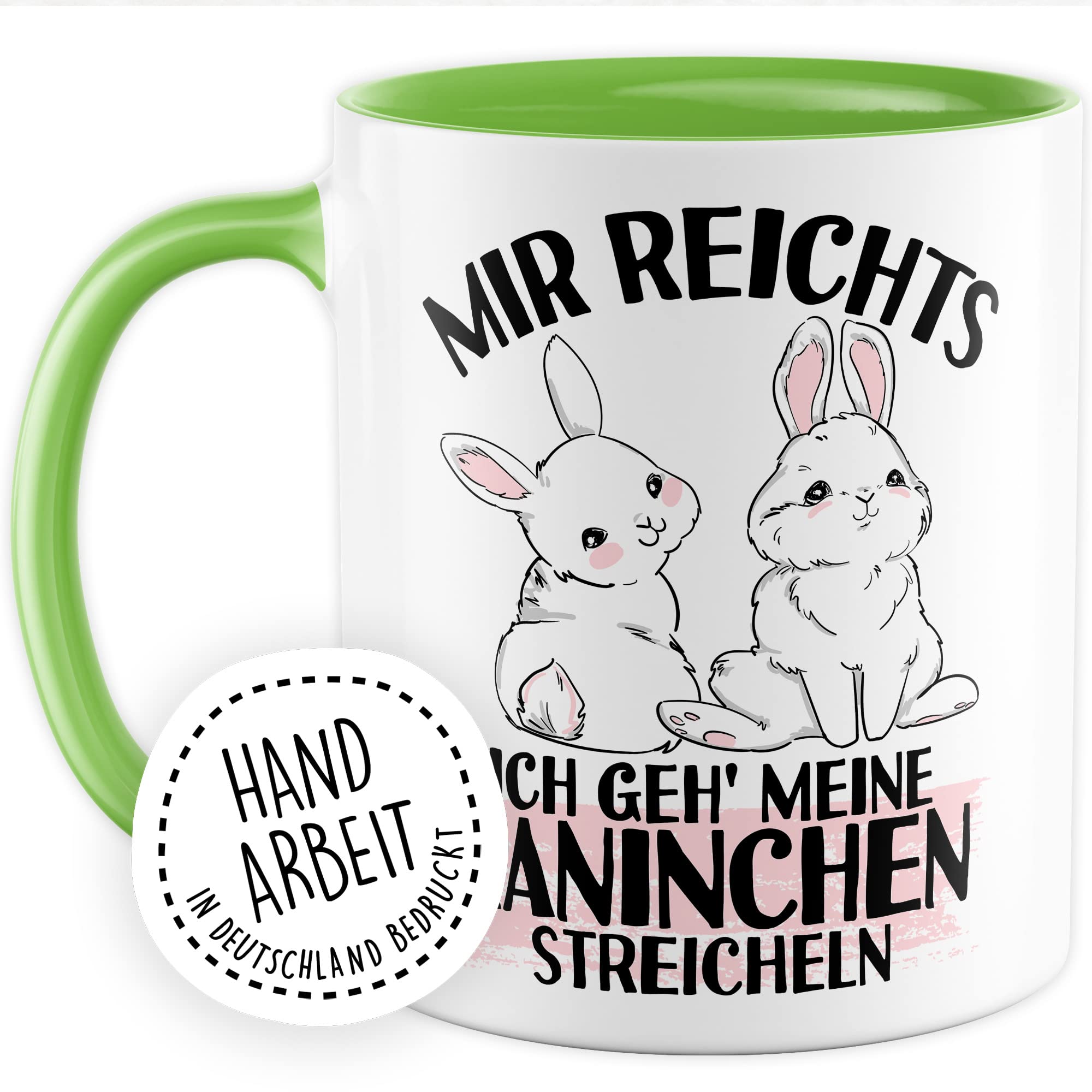 Kaninchen Tasse mit Spruch lustige Kaffeetasse mit Tier Witz Karnickel Kaffee-Becher Häschen Humor Geschenk Spruch Teetasse Haustier Hase