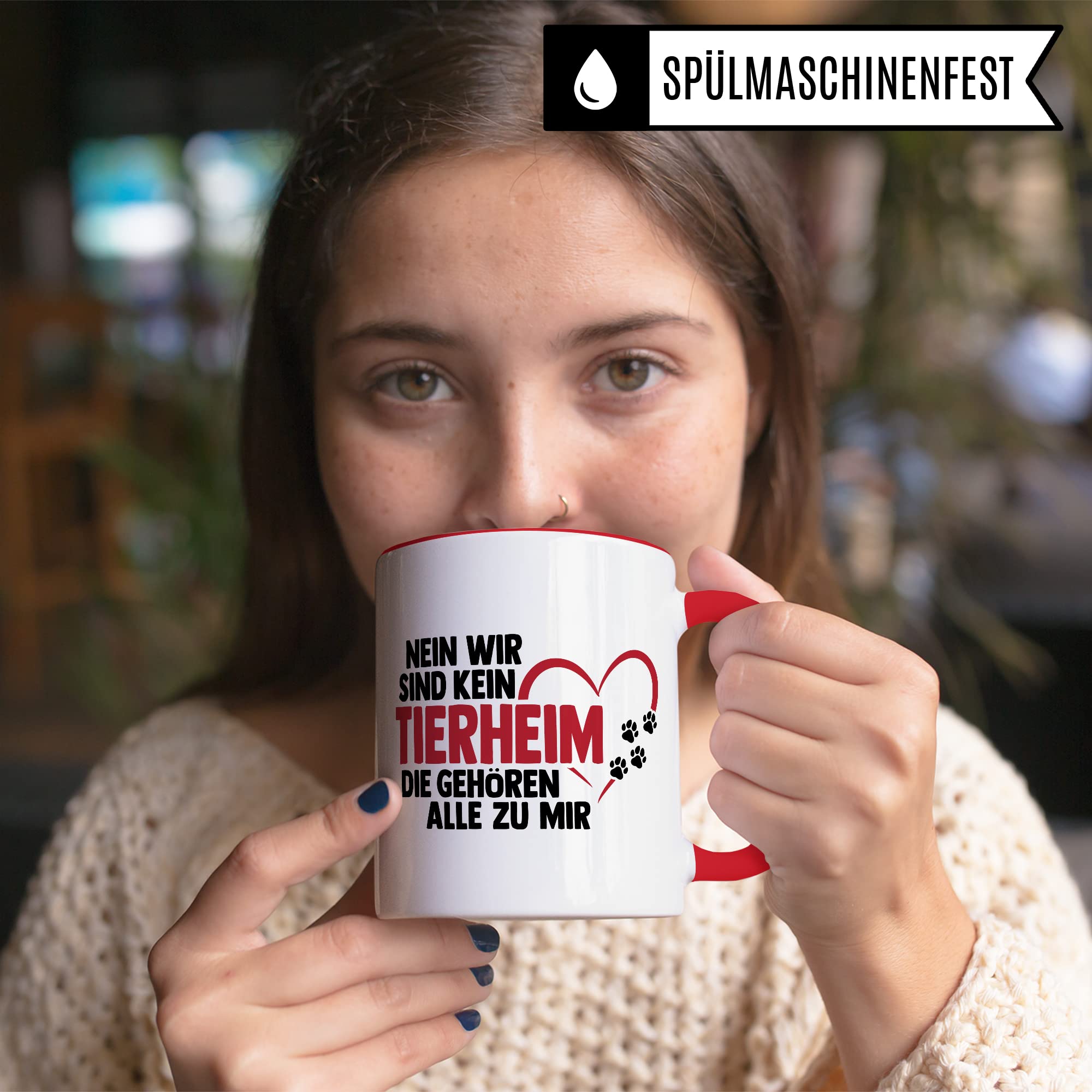 Hunde Tasse lustig Hundebesitzer Kaffee-Becher Kaffeetasse Tierheim Spruch Humor Witz Geschenk-Idee Haustier Teetasse Die gehören alle zu mir Hund