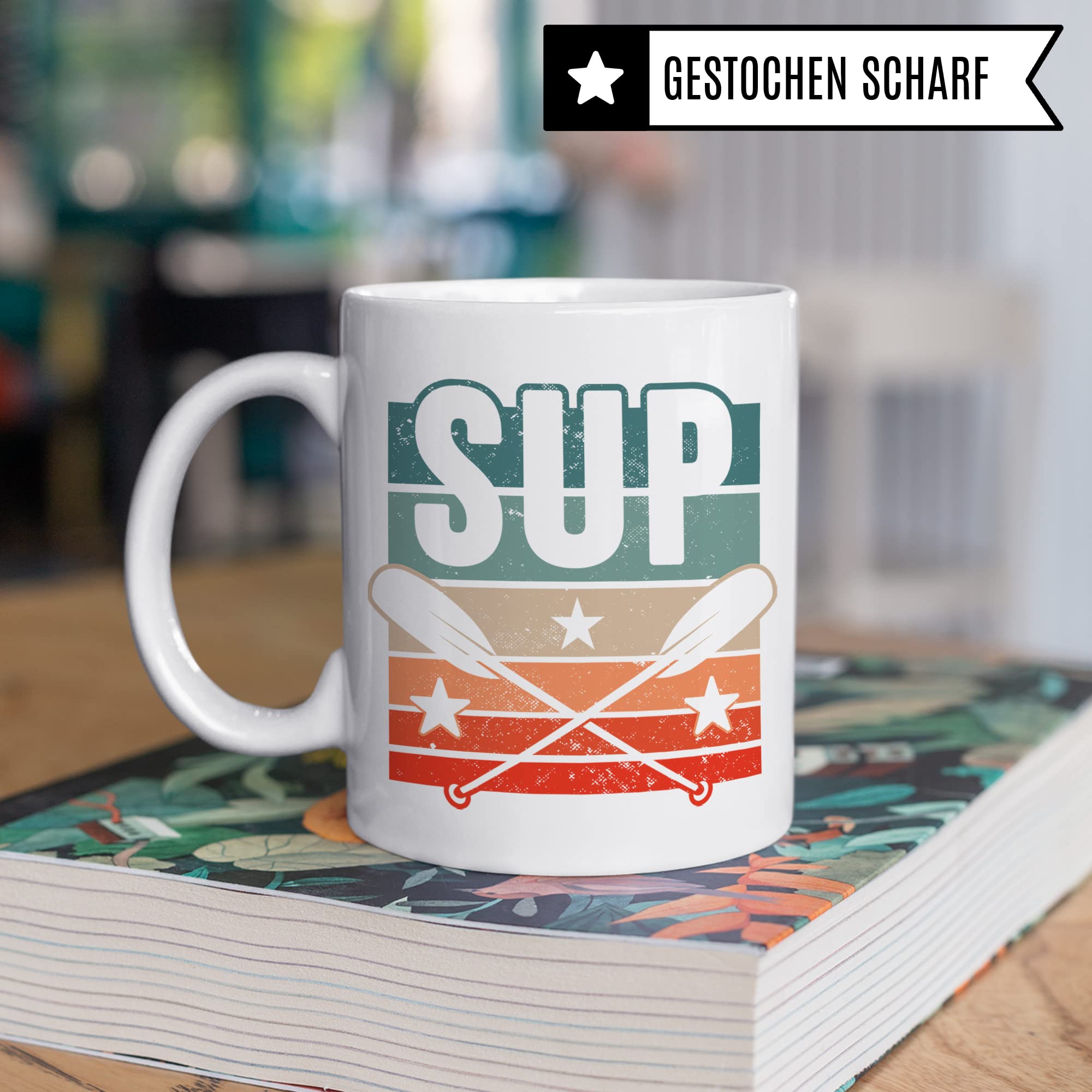 SUP Tasse Geschenkidee, Kaffeetasse für Stand Up Paddling Geschenk, Stand Up Paddle Kaffeebecher Boot Becher