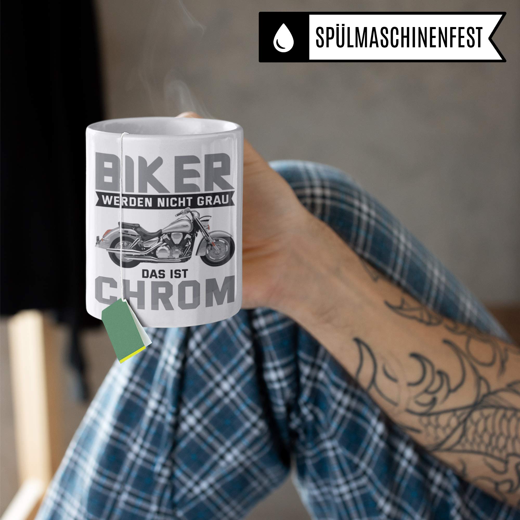 Pagma Druck Motorrad Tasse Rentner Alter Mann, Motorrad Geschenke für Männer lustig, Becher Geschenkidee für Motorradfahrer, Motorradtour Kaffeetasse Kaffeebecher