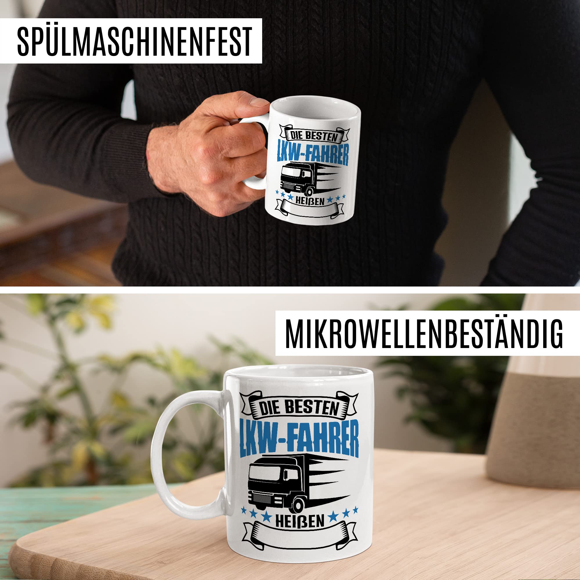 LKW Tasse personalisierbar Lkw Fahrer Kaffeetasse anpassbar Kaffee-Becher mit Wunsch Name lustig Geschenkidee persönlich Fernfahrer Geschenk Lastwagen Spediteur Custom Tasse mit Spruch