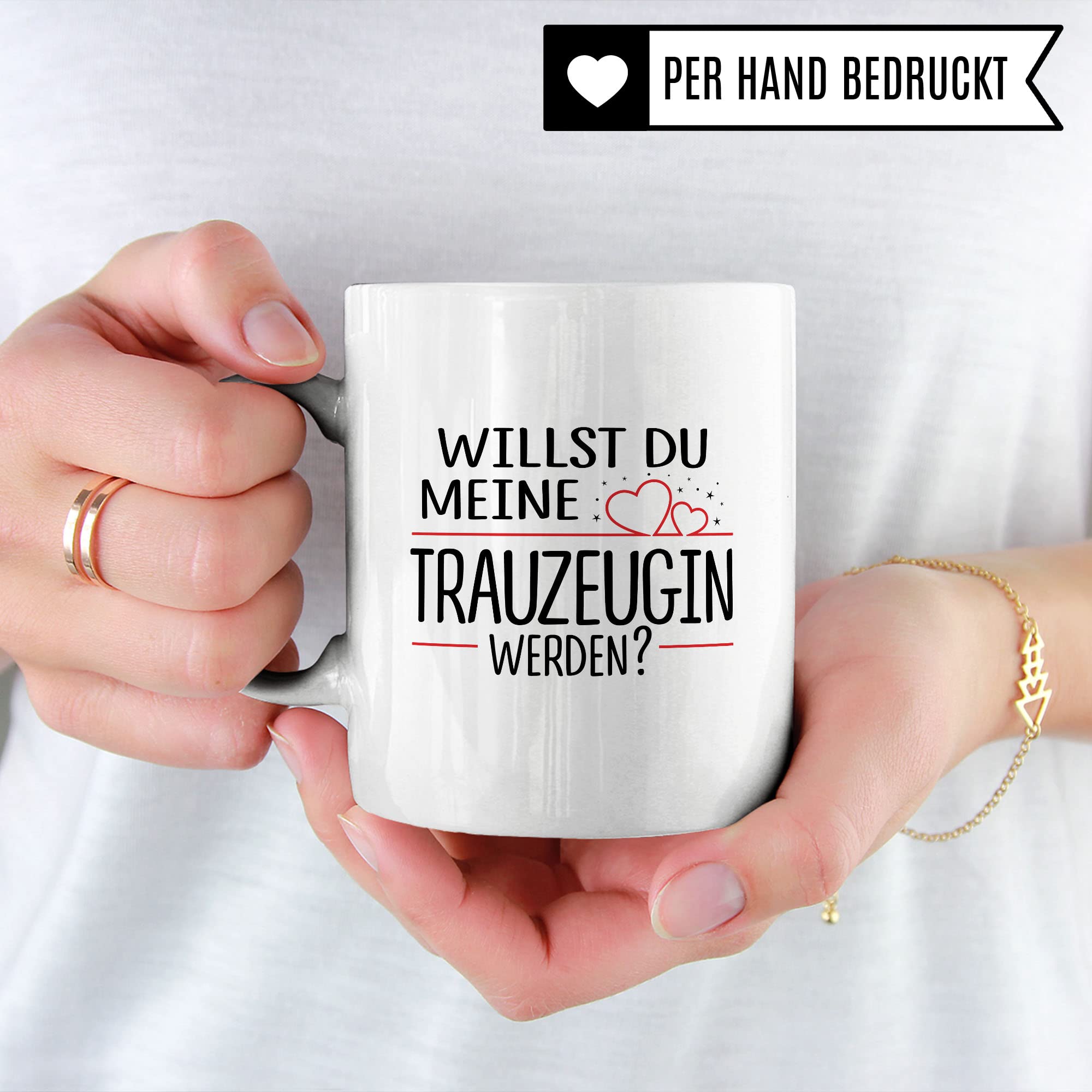 Trauzeugin fragen Tasse Willst du meine Trauzeugin werden? Geschenk Trauzeugin süßes Motiv schöne Geschenkidee Kaffeetasse Teebecher Hochzeit