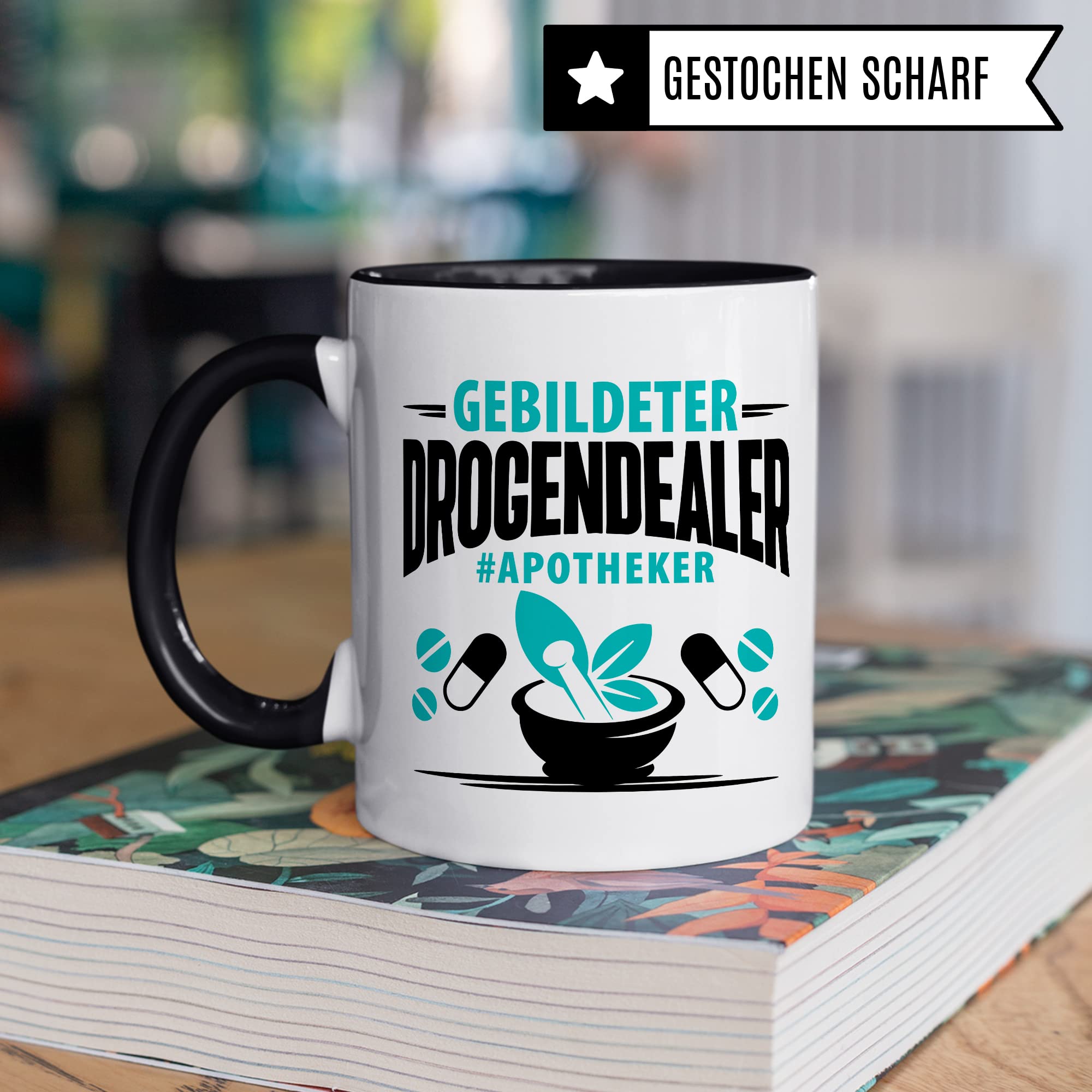 Apotheker Tasse Kaffeetasse lustig gebildeter Drogendealer Apotheke Kaffee-Becher r Humor Pharmazie Pharmazeut Geschenk Geschenkidee Kollege Witz Meme Lexikon Pharma
