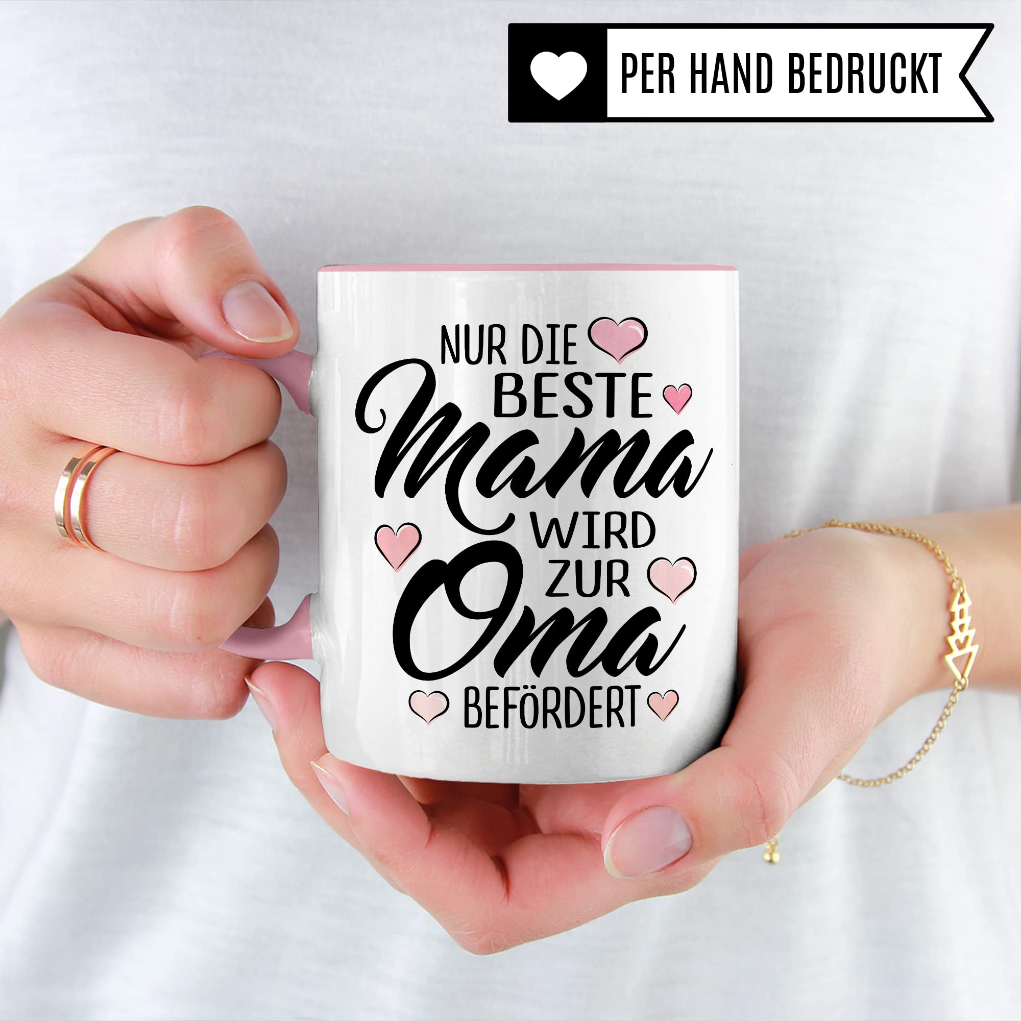 Oma Tasse mit Spruch, Nur die beste Mama wird zur Oma befördert, Geschenk Großmutter, Baby Ankündigung Reveal Geschenkidee Kaffeetasse Enkel