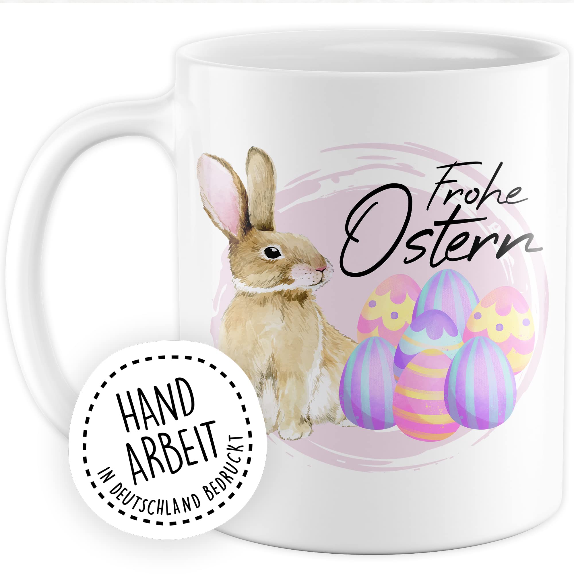 Ostern Tasse Geschenk, Frohe Ostern Geschenkidee Kaffeetasse mit Spruch Ostergeschenk Ostersonntag Kaffee-Becher Teetasse Grüße Mitbringsel