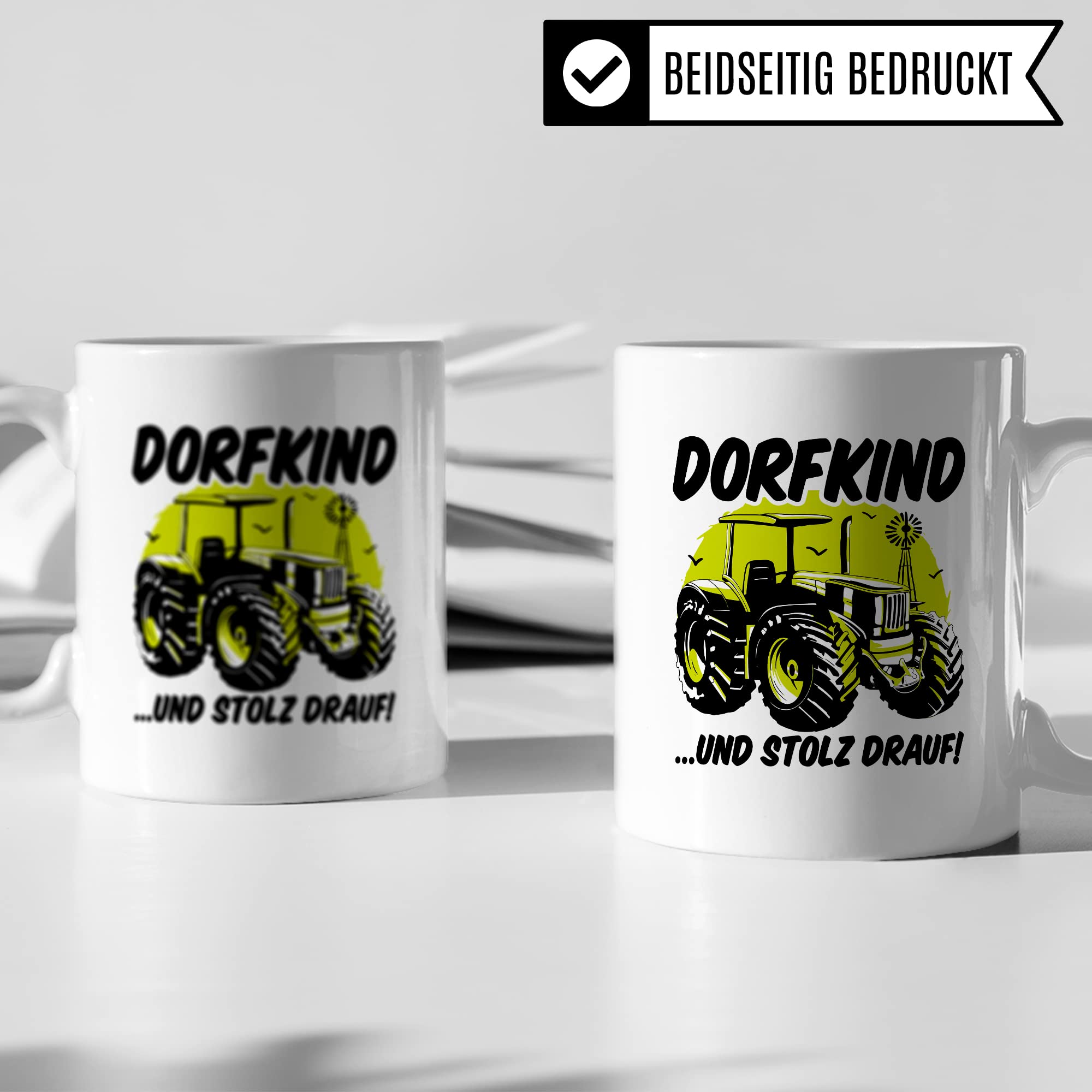 Tasse Dorfkind Geschenk, DORFKIND…UND STOLZ DRAUF Geschenkidee Dorfkinder Kaffeetasse mit Spruch lustig Kaffee-Becher Teetasse ländlich Humor Witztasse