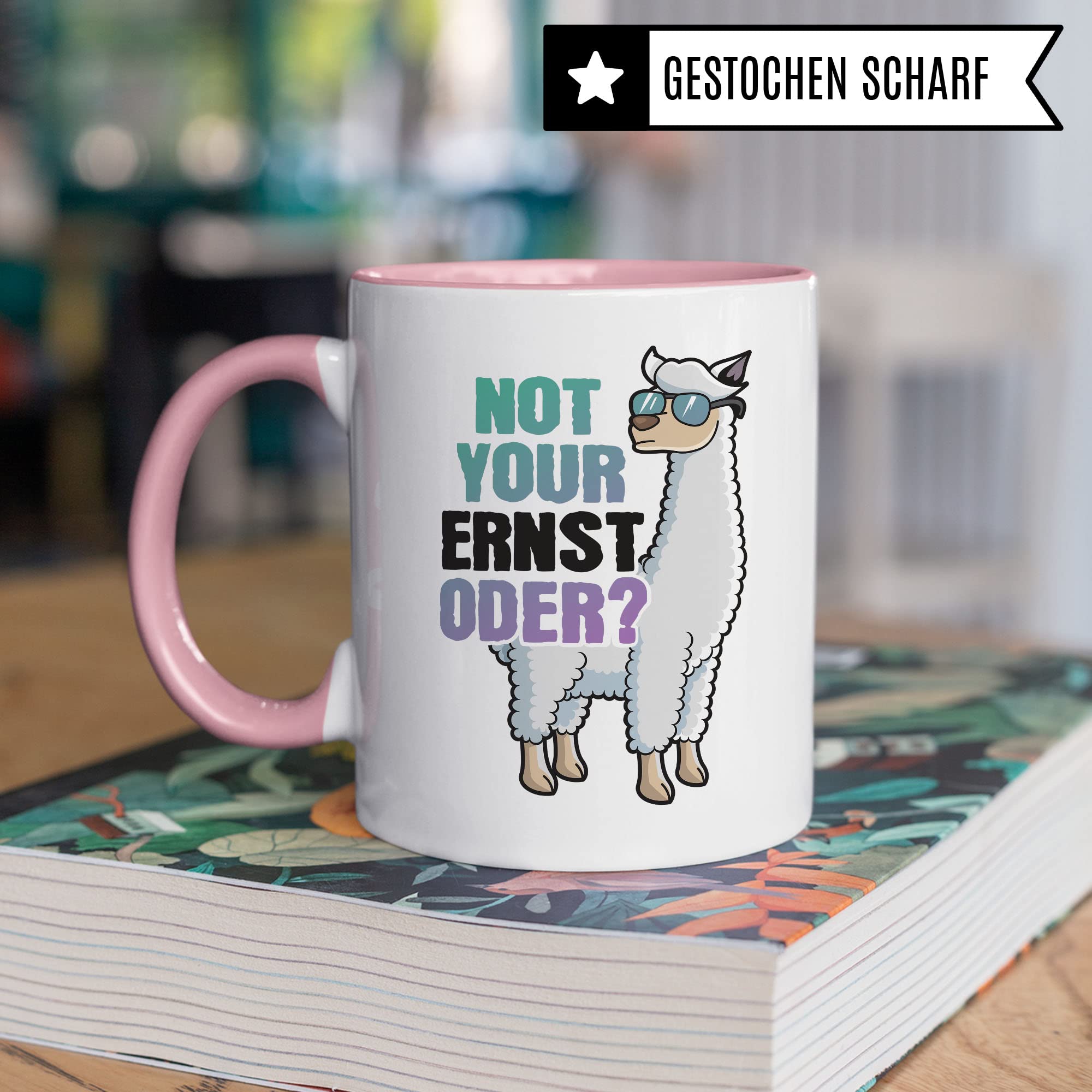 Tasse Alpaka-Motiv, Not your ernst oder? Spruch, Süßes Geschenk Alpakaliebhaber, süße Alpaka-Tasse Motiv Geschenkidee lustiger Spruch Beruf Freund Freundin Kollegen Kaffeetasse