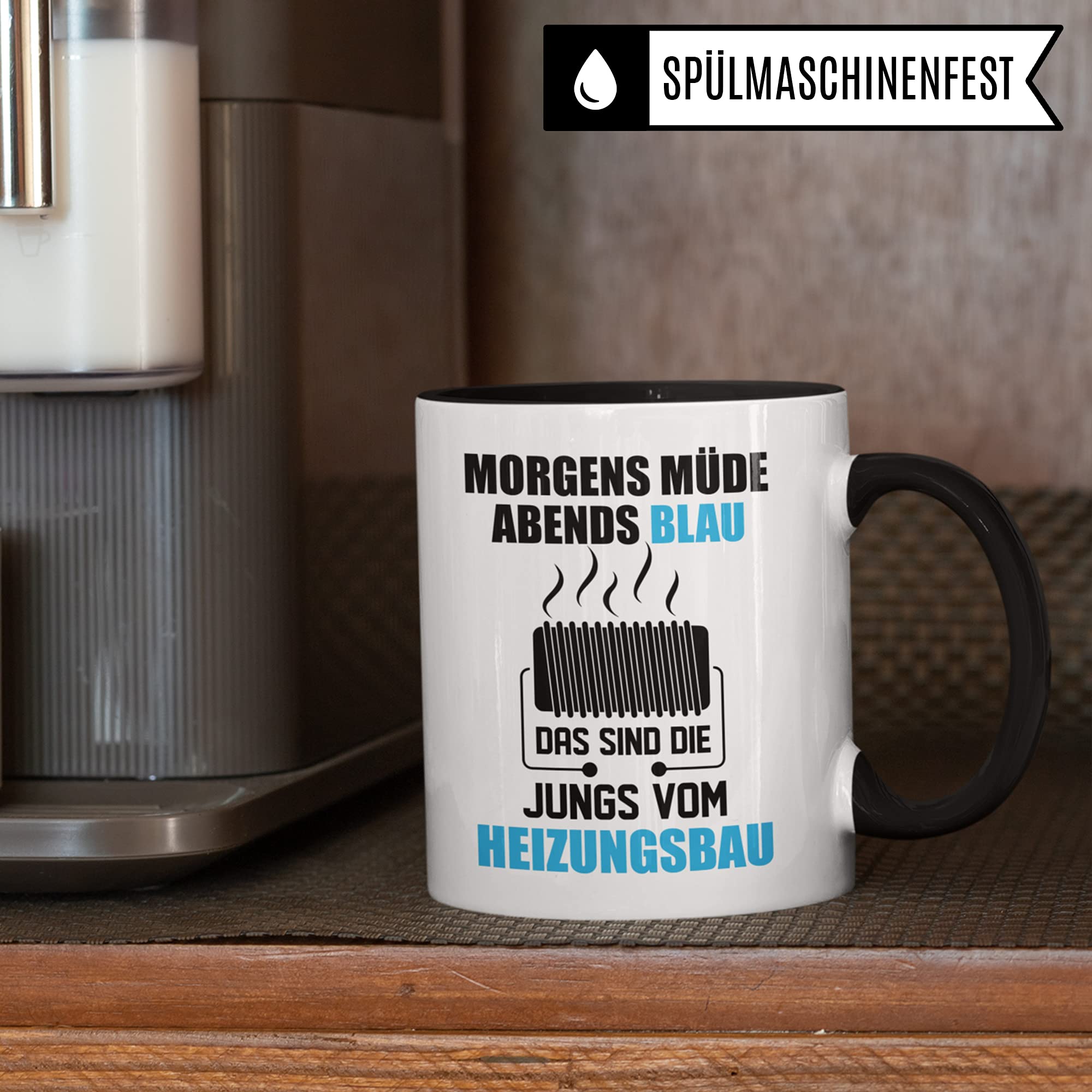 Heizungsbau Tasse, Geschenk für Installateur & Heizungsbauer, Becher Heizungsinstallateur Geschenkidee, Kaffeetasse Zentralheizungsbauer Anlagenmechaniker Beruf Kaffeebecher