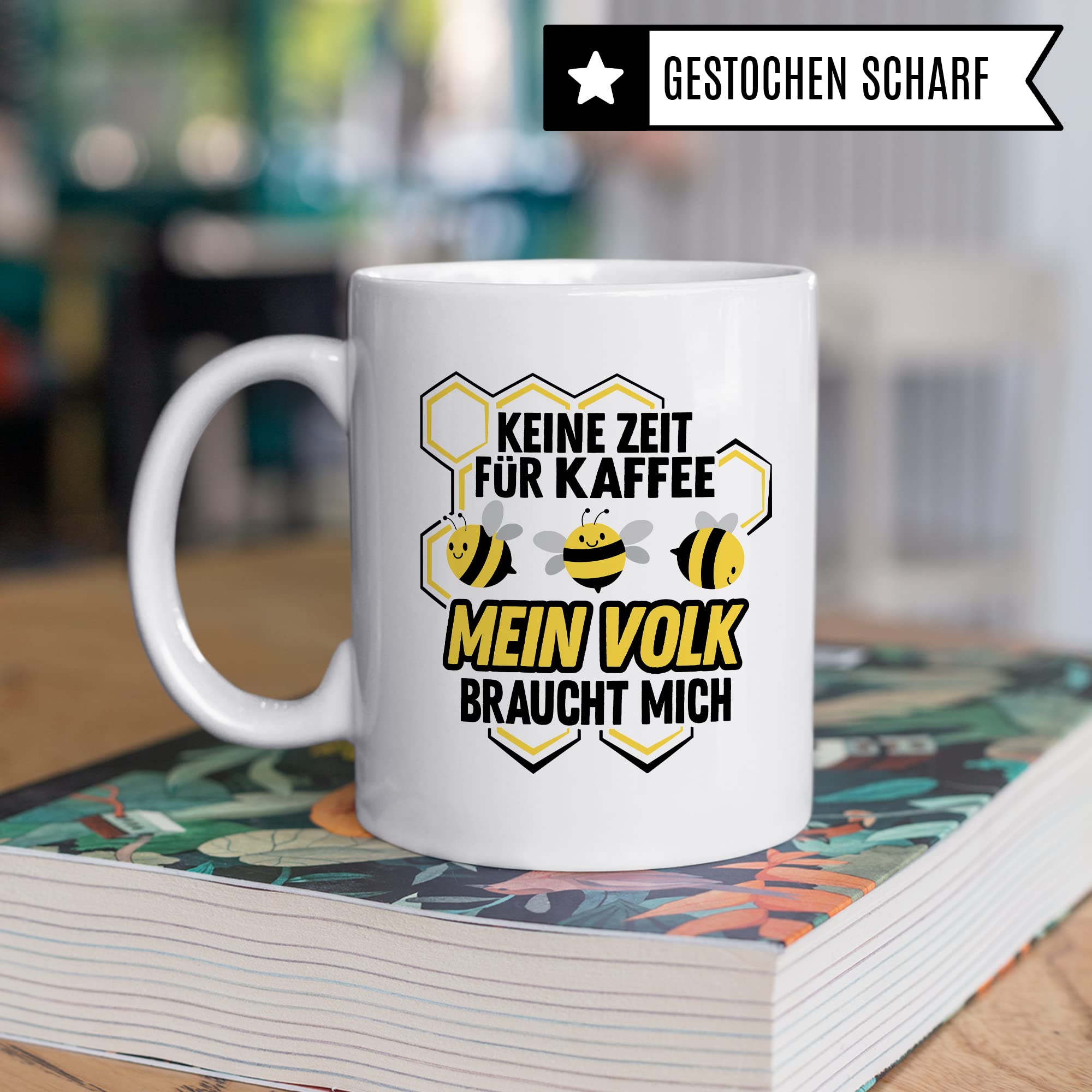 Imker Tasse Bienen Kaffeetasse Biene Kaffee-Becher Imkerei Geschenkidee Teetasse lustig Honig Bienenvolk Keine Zeit für Kaffee mein Volk braucht mich Spruch Witz Humor