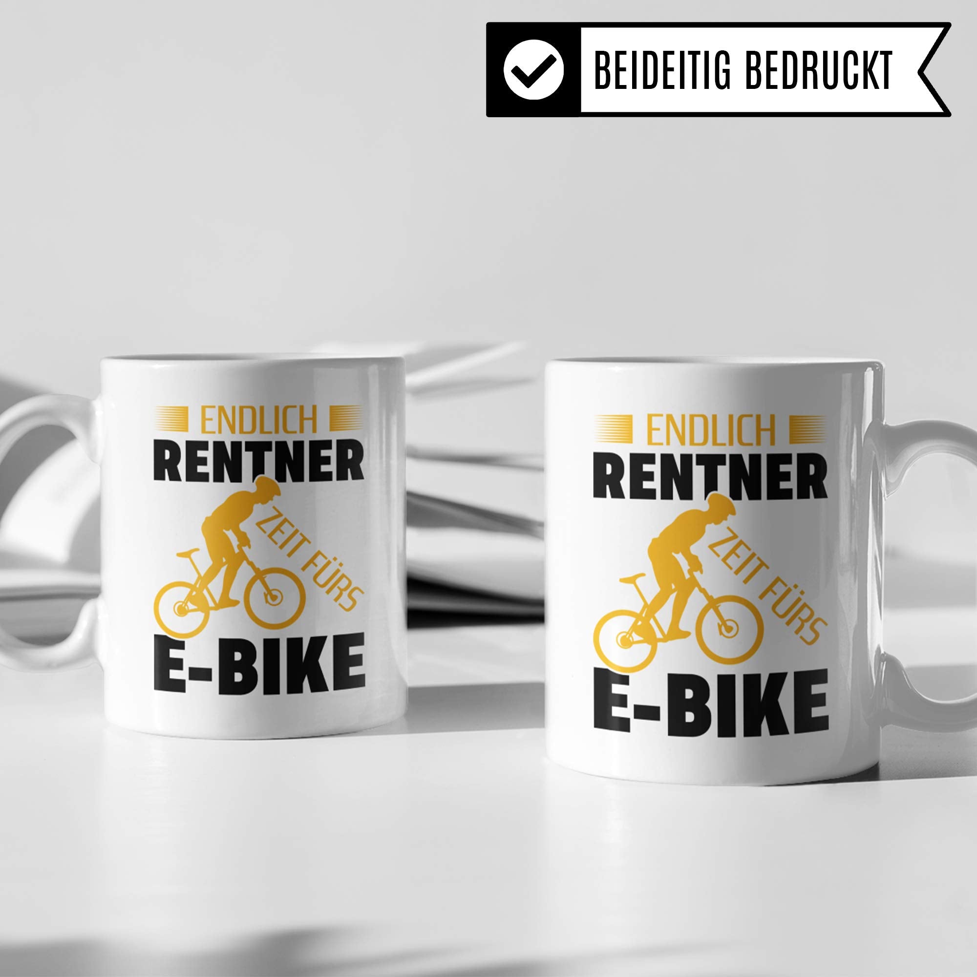 Pagma Druck E-Bike Tasse, Geschenke für EBike Fahrer, Rentner Fahrrad Elektrorad Rente Renteneintritt Geschenkidee, Rentenbeginn Pedelec E Bike Ruhestand Becher Kaffeetasse