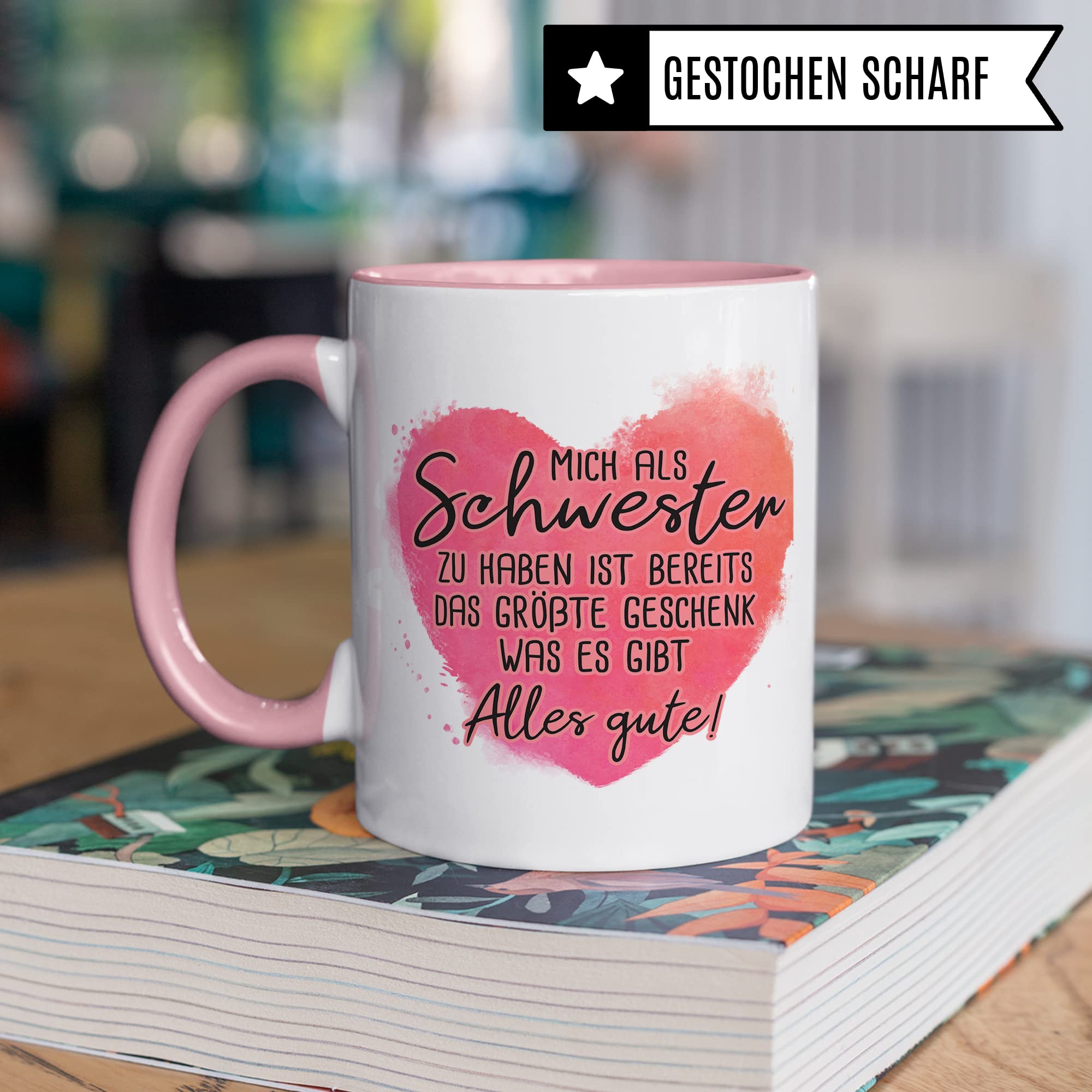 Tasse Bruder Geschenk, Mich als Schwester zu haben ist bereits das größte Geschenk das es gibt Geschenkidee Geschwister Kaffee-Becher Kaffeetasse Tasse mit Spruch lustig Witz-Tasse