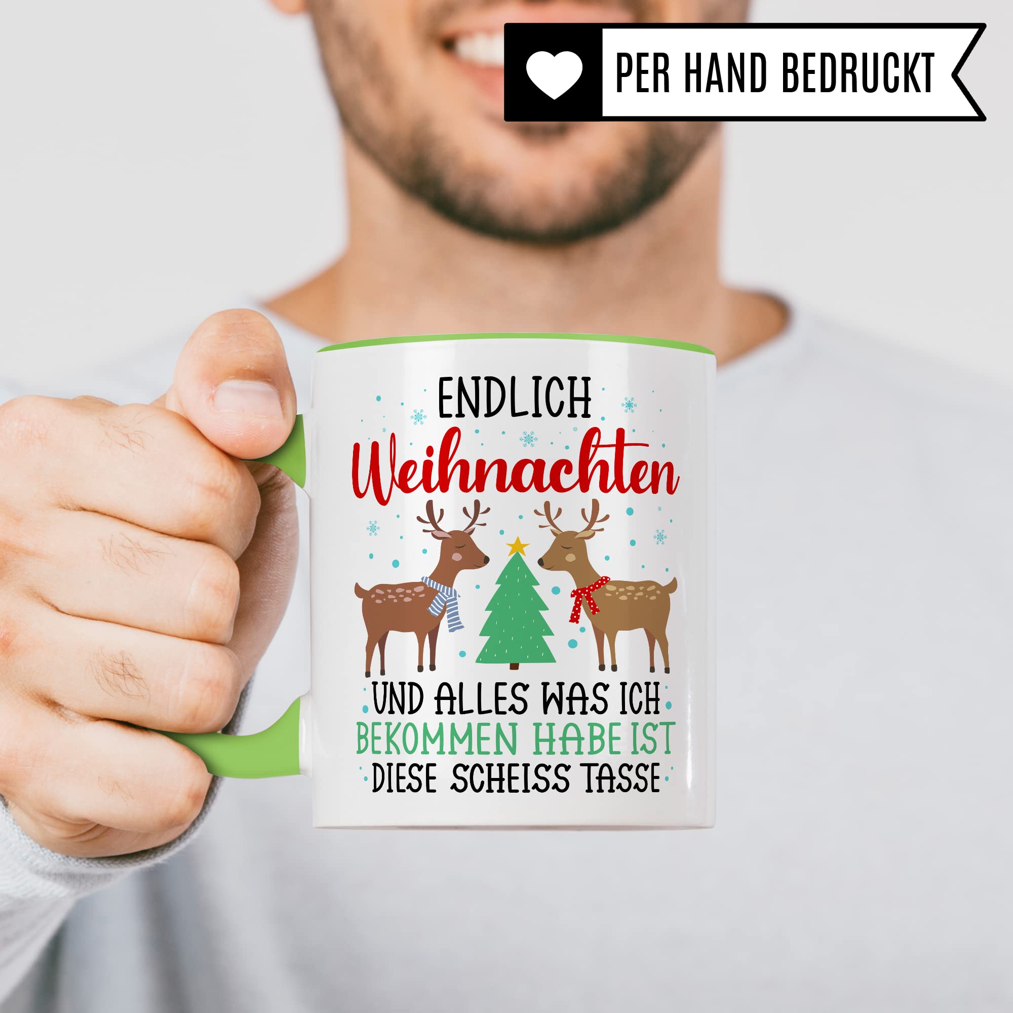 Weihnachten Tasse Geschenk Kaffeetasse Geschenkidee Humor Weihnachtstasse Sarkasmus Kaffee-Becher witziger Geschenkartikel Endlich Weihnachten alles was ich bekomm ist diese scheiß Tasse Spruch