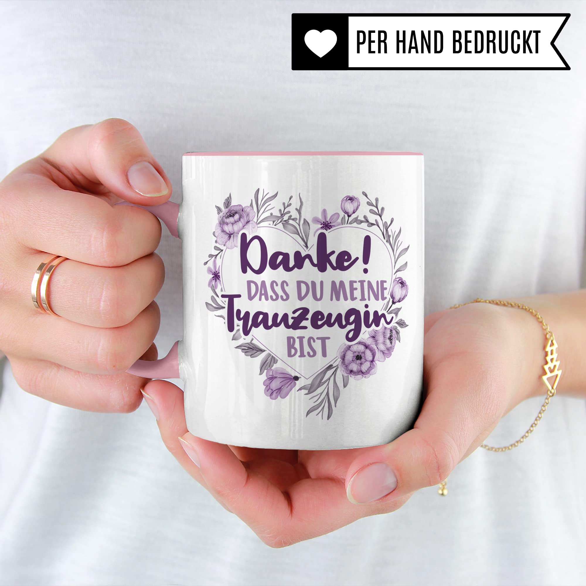 Trauzeugin Tasse DANKE! Dass du meine Trauzeugin bist Spruch Geschenk Trauzeugin süßes Motiv schöne Geschenkidee Kaffeetasse Teebecher Hochzeit Dankesgeschenk