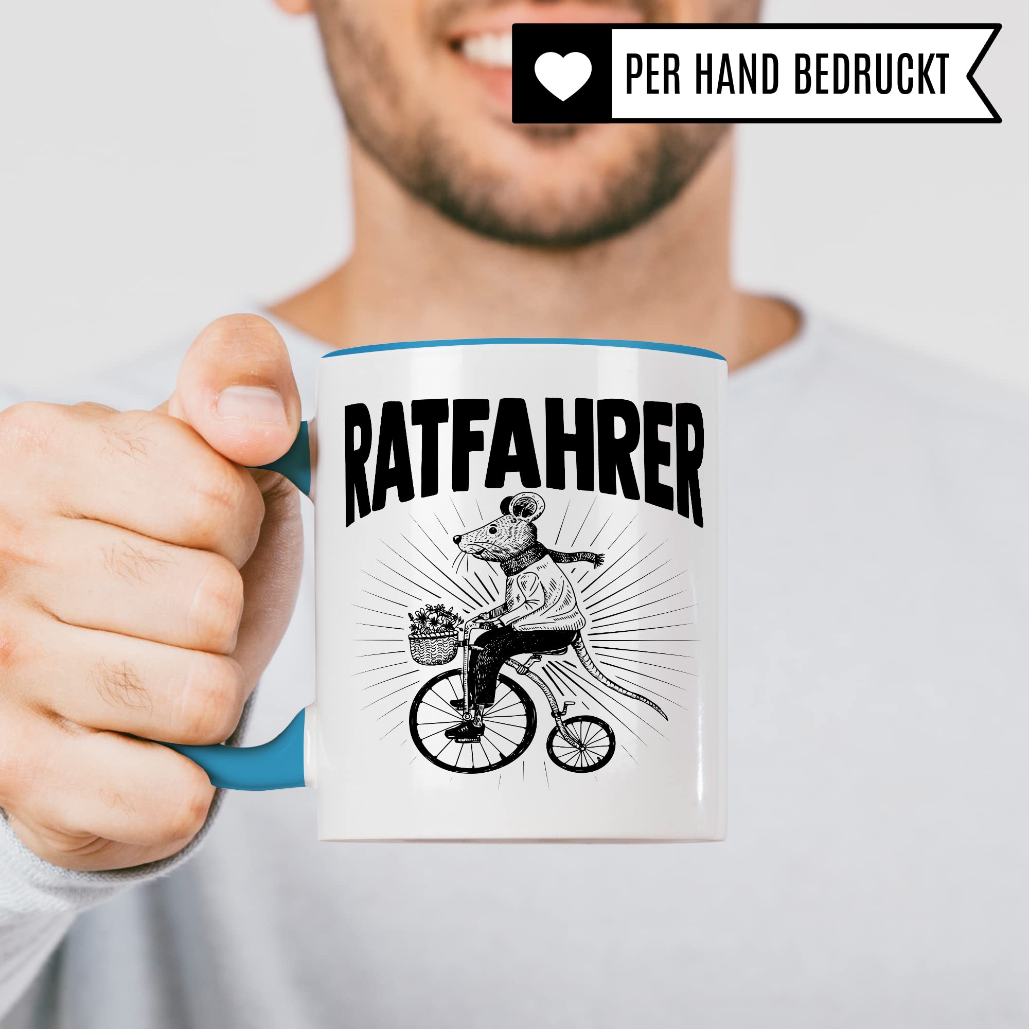 Ratfahrer Tasse Fahrrad Kaffeetasse Ratte Kaffee-becher Fahrradliebe Bike lustig Geschenk Fahrradfahren Geschenkidee Motiv Biker