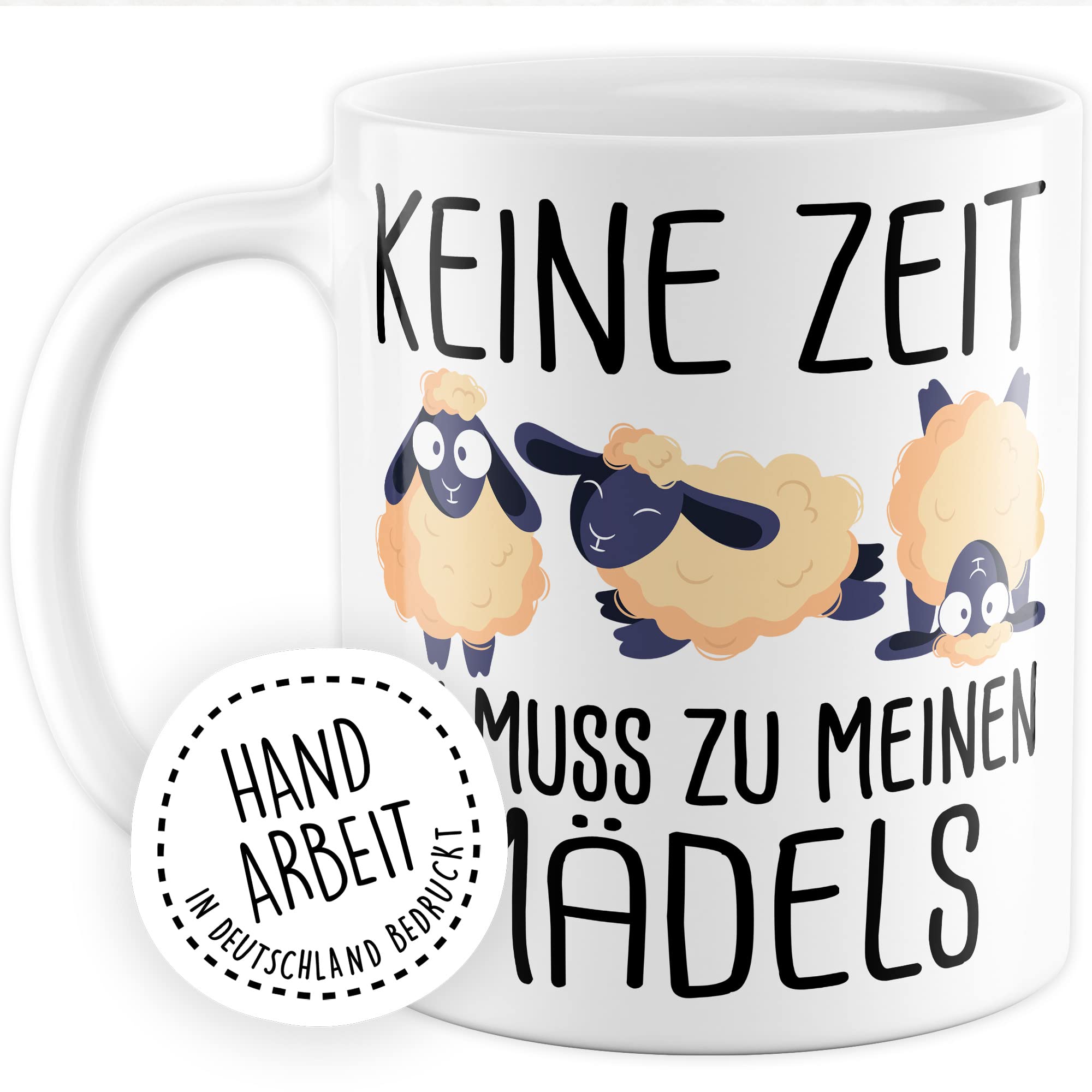 Mädels Tasse Schaf lustige Schafe Kaffeetasse Geschenk Kaffee-Becher Schäfchen süß Geschenkidee Mädchen Kollegin Humor Tante Freundin Wolle Cartoon Schaf Aufdruck witzig Bäuerin Bauernfrau