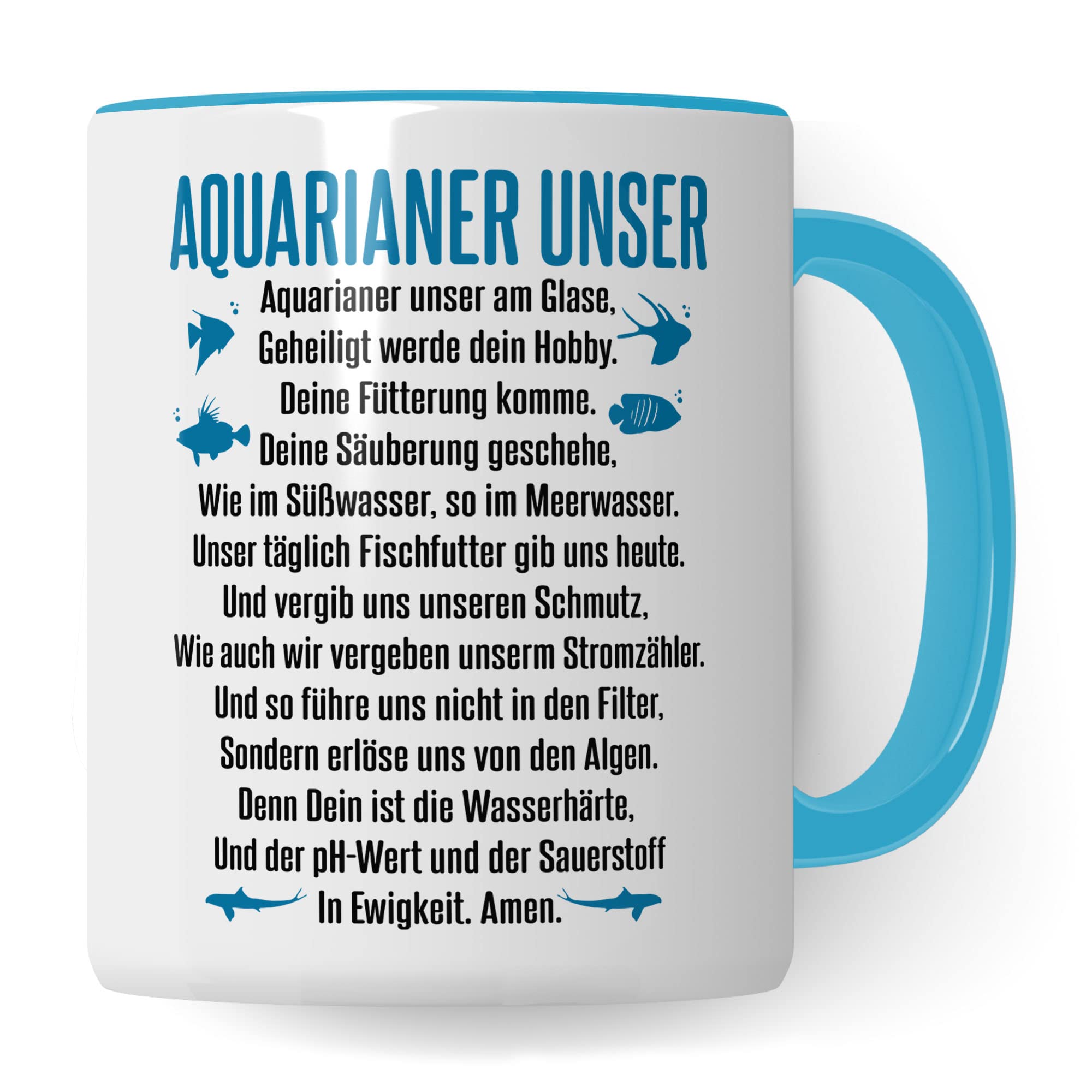 Aquarium Tasse - AQUARIANER UNSER, Fische Geschenk - Aquarium Fans Spruch lustig Geschenkidee - Fischeliebhaber Aquariumbesitzer Kaffee-Becher