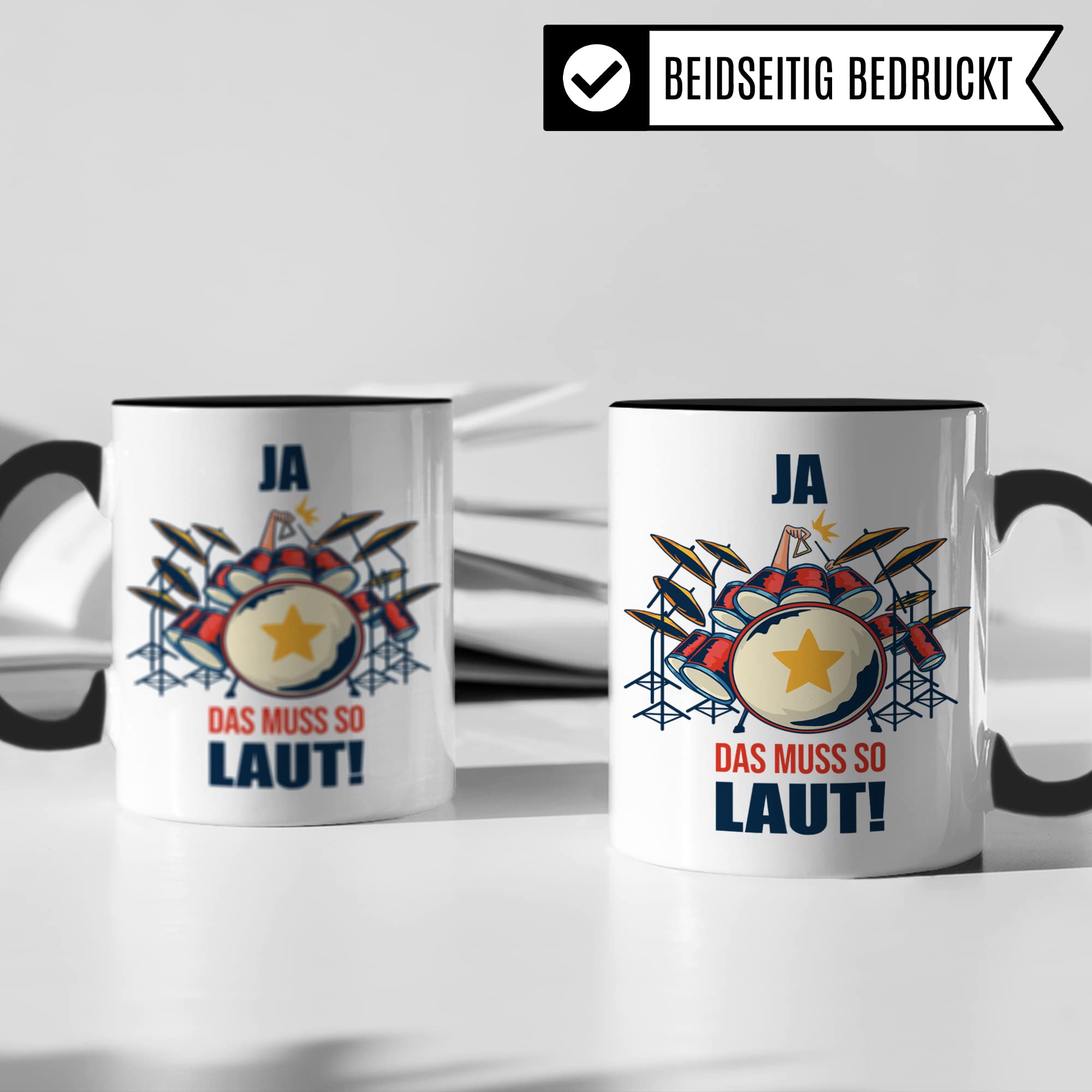 Schlagzeug Tasse - Musik Geschenk für Schlagzeuger Schlagzeugerin - Kaffeetasse Musiker Drummer - Instrument Geschenkideen Becher Drumset Drums Spruch Kaffeebecher