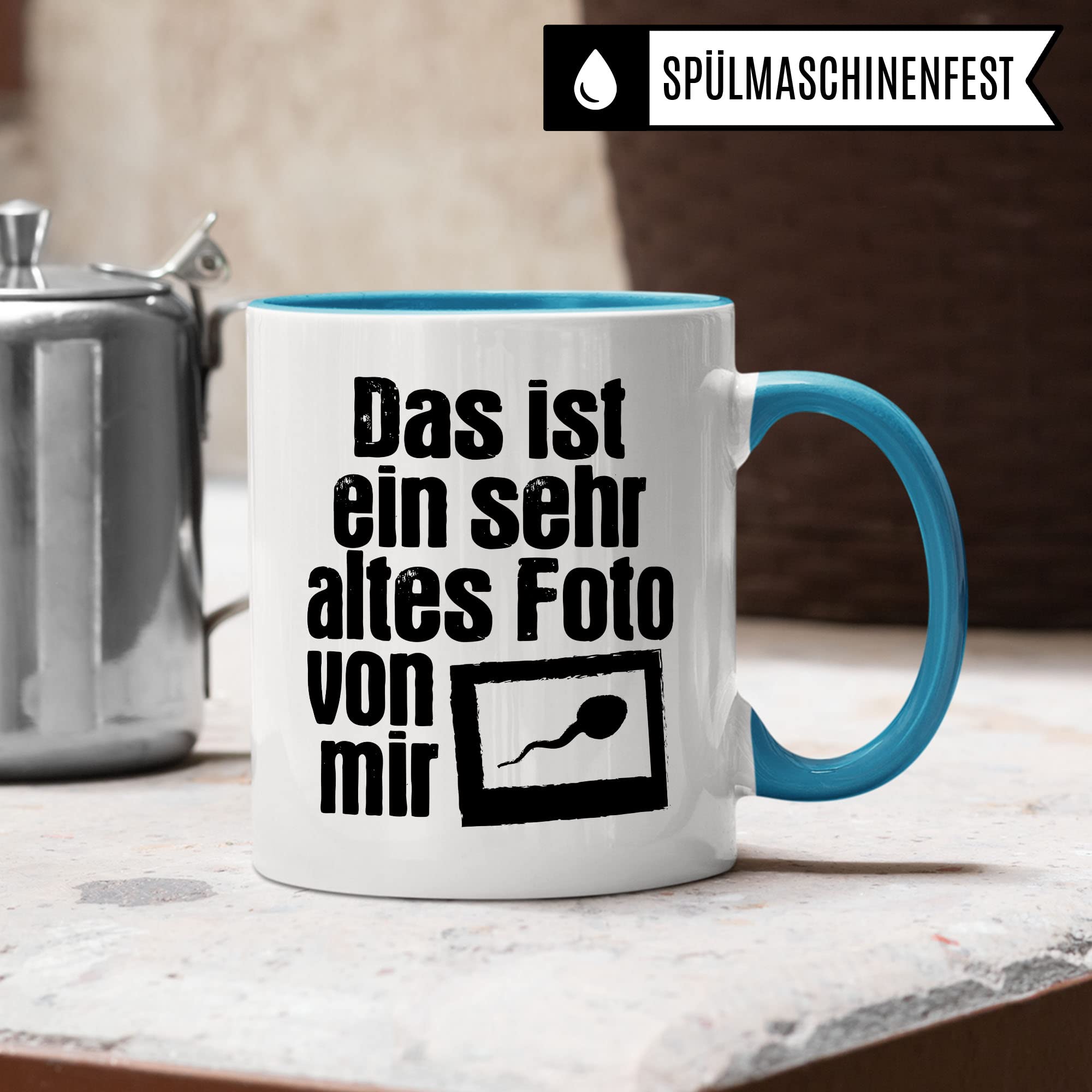 Lustige Tasse mit Spruch, Das ist ein sehr altes Foto von mir Spruch, Geschenk für Lehrer Kollegen Arbeiter, Kaffeetasse lustig, Sarkasmus, sarkastische Spruch Humor Witz Geschenkidee