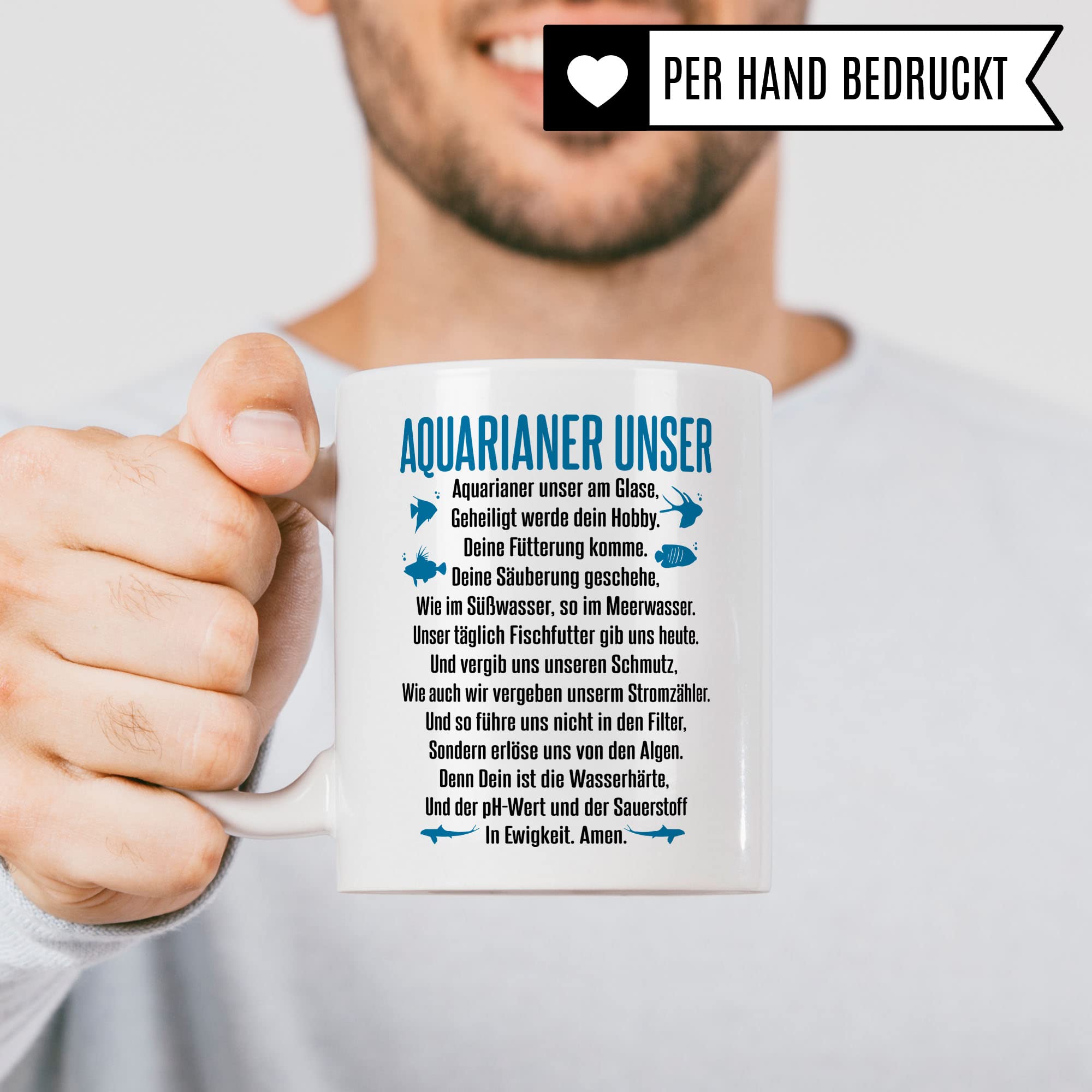 Aquarium Tasse - AQUARIANER UNSER, Fische Geschenk - Aquarium Fans Spruch lustig Geschenkidee - Fischeliebhaber Aquariumbesitzer Kaffee-Becher