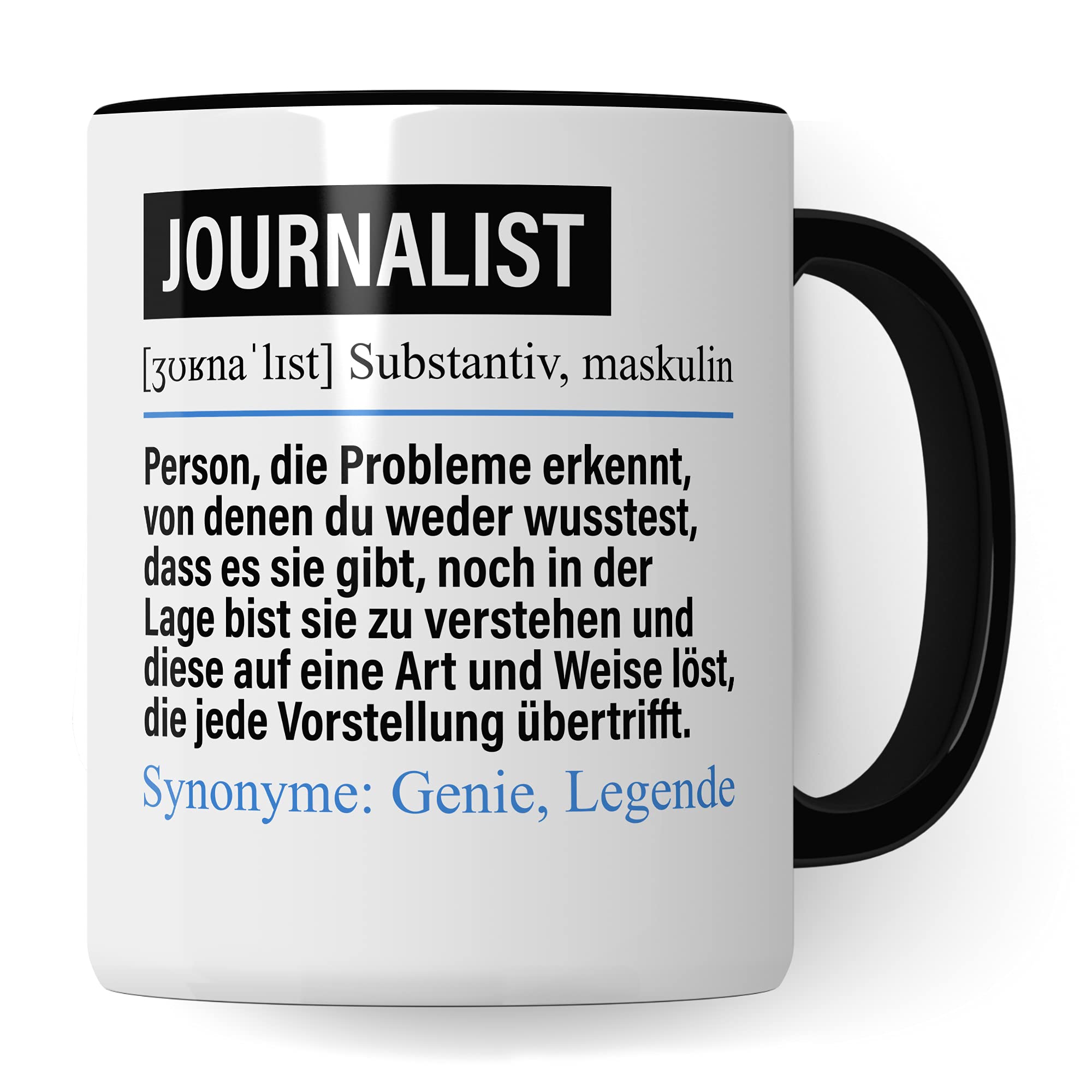 Journalist Tasse lustig, Journalismus Beruf Geschenk, Spruch Redakteur Geschenkidee, Kaffeetasse Journalist Kaffeebecher Teetasse Abteilung Becher