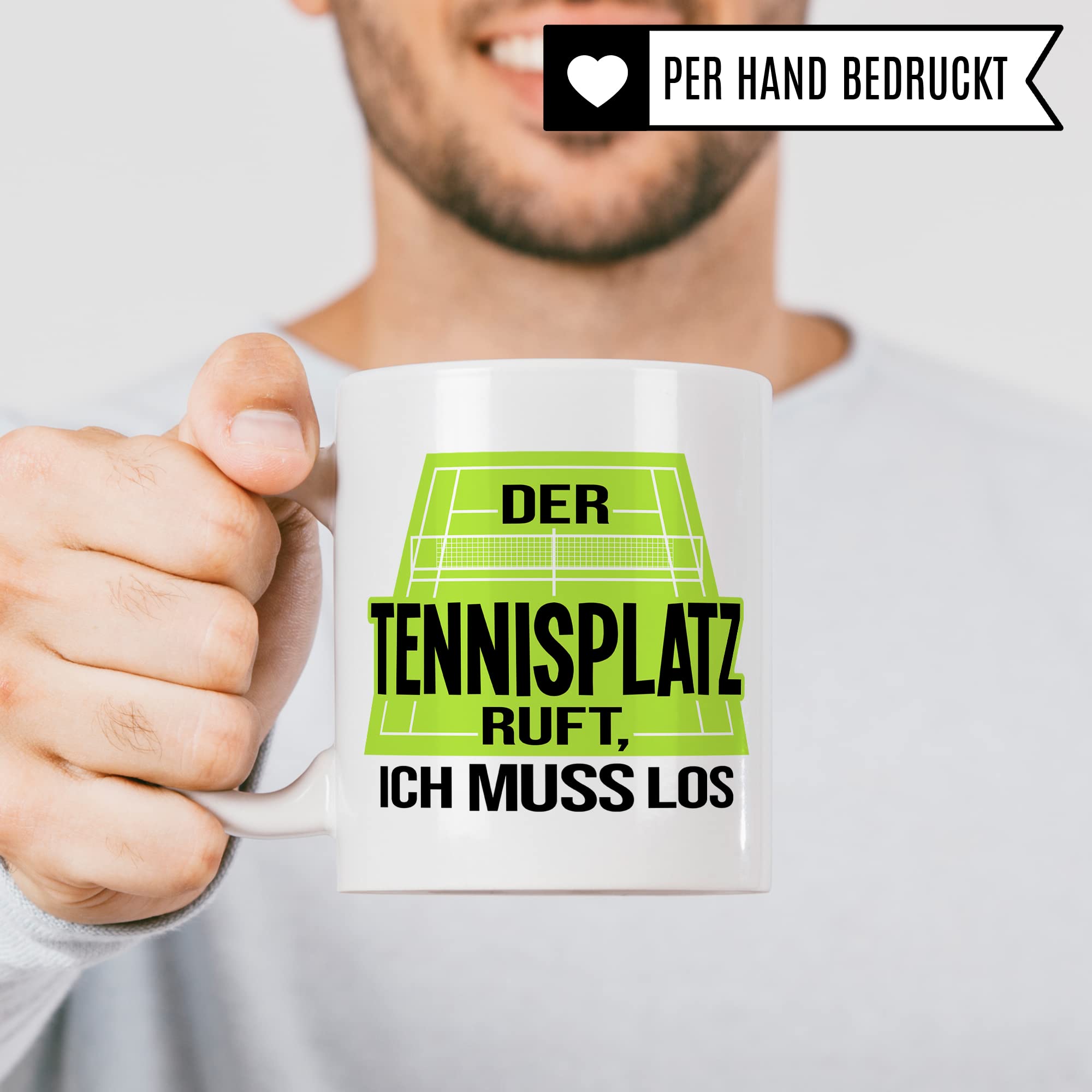 Tasse Tennis, Der Tennisplatz ruft Ich muss los, Tennis-Spruch Geschenk Tennisspieler Tennis-Spielerin Tennisprofi Tennisliebhaber, Geschenkidee Kaffeetasse Spielpartner