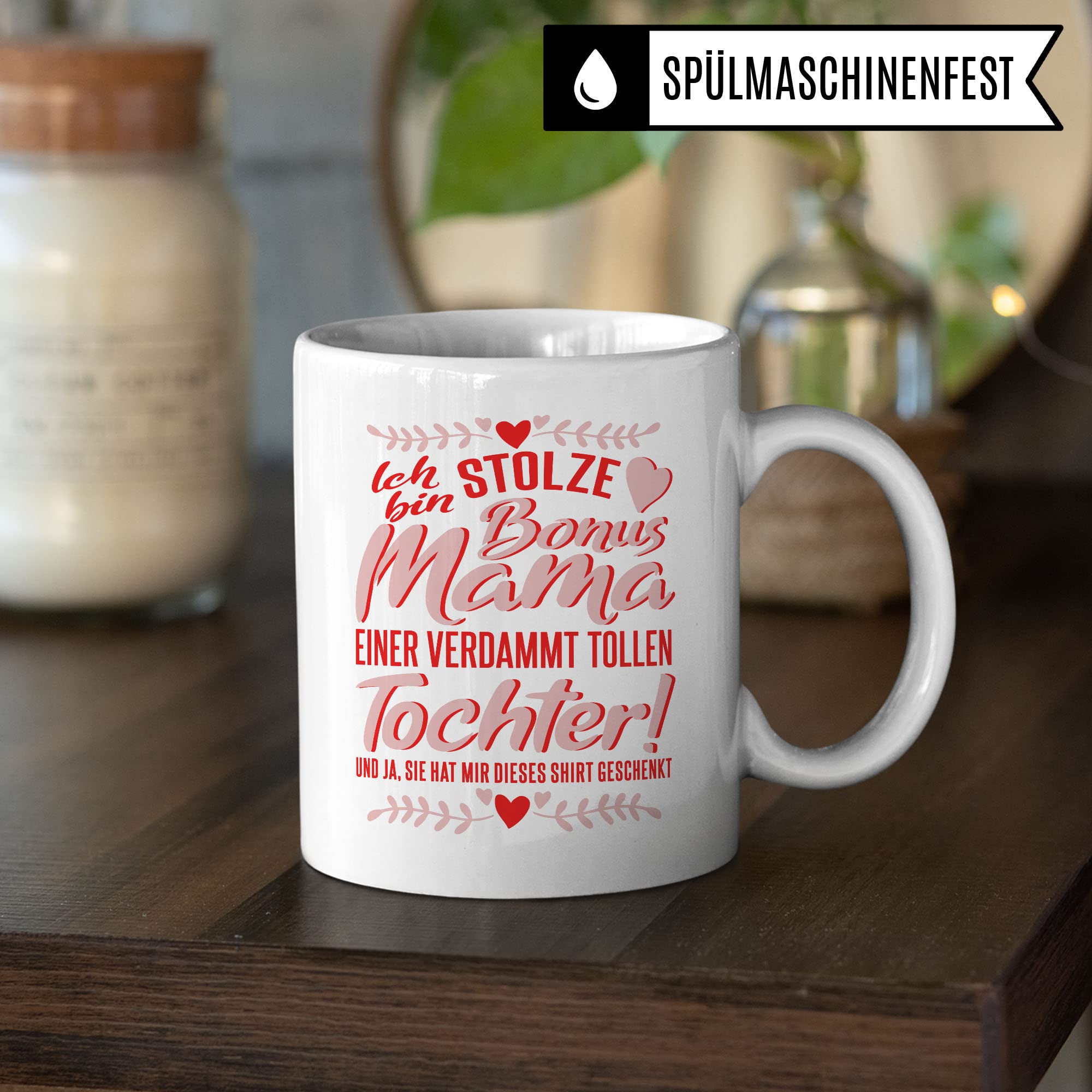 Bonusmama Tasse Geschenkidee Stiefmutter Kaffeetasse Geschenk für Stiefmama Kaffeebecher Mama Becher