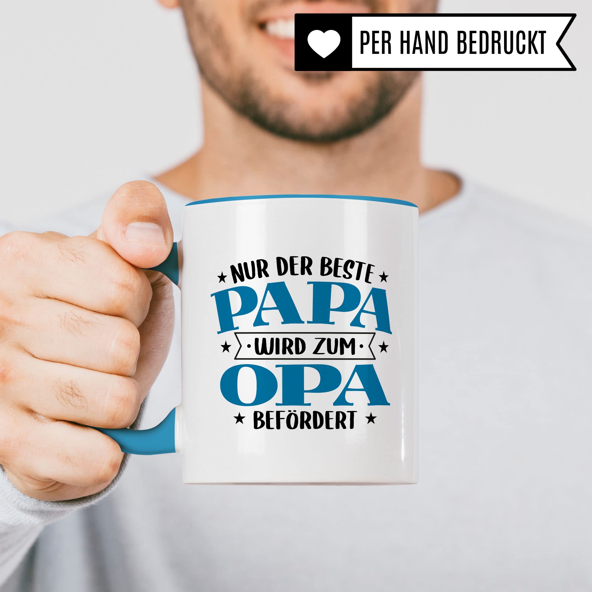 Tasse Opa, Nur der beste Papa wird zum Opa befördert Kaffeetasse mit Spruch lustig Kaffee-Becher Vater Geschenk Geschenkidee Großvater Geburt Teetasse