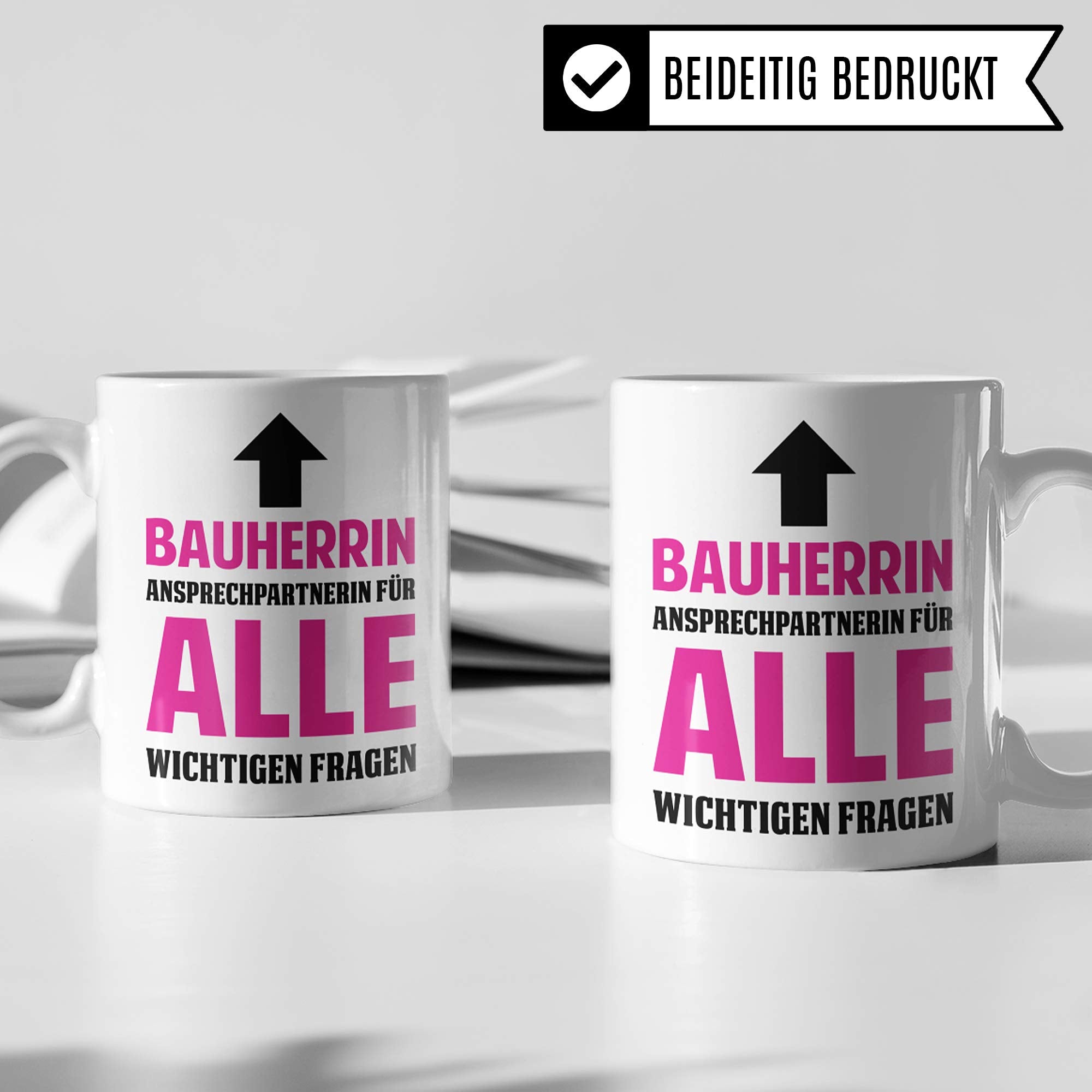 Pagma Druck Bauherrin Tasse, Richtfest Geschenk, Becher Geschenke zum Richtfest, Hausbau Haus Baustelle Geschenkidee, Eigenheim Einweihung Kaffeetasse für Häuslebauer & Hausbauer