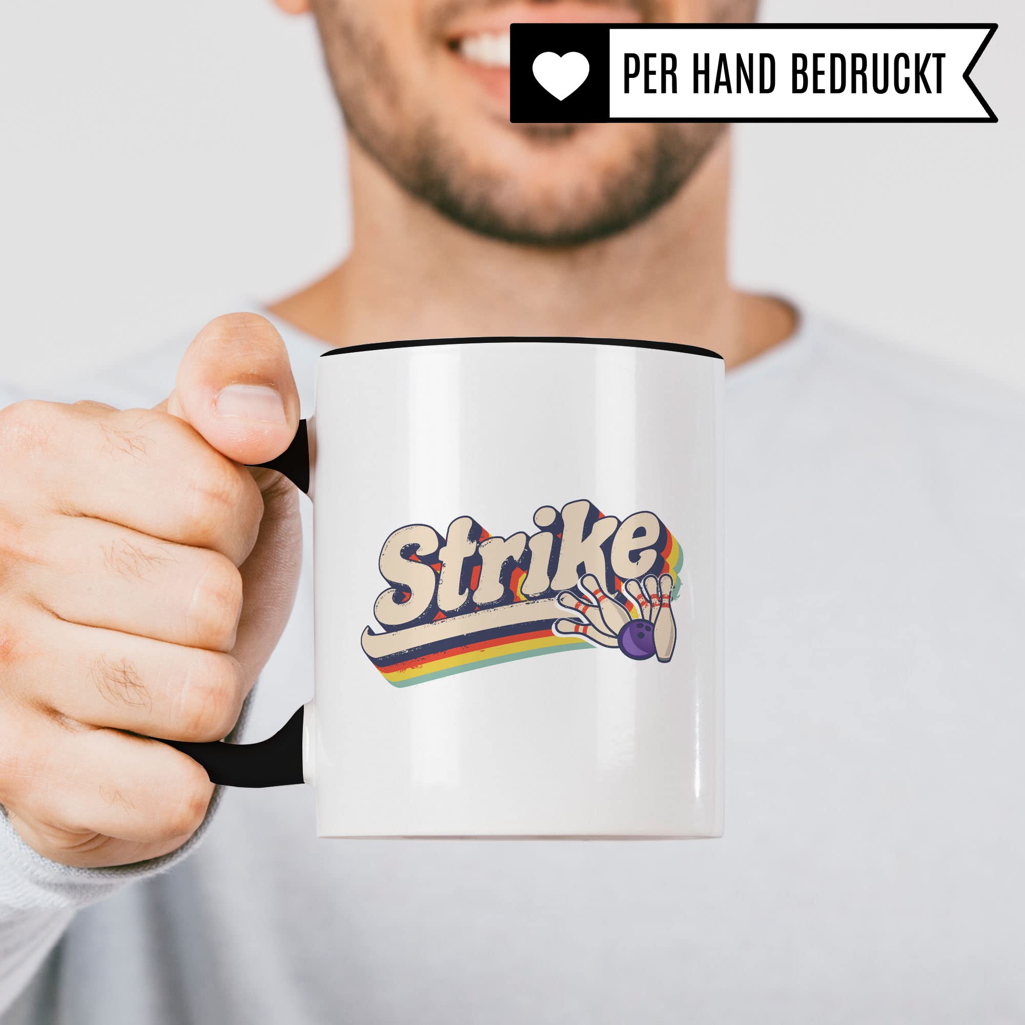 Bowling Tasse Geschenkidee Kaffeetasse Geschenk für Bowler Kaffeebecher Strike Becher