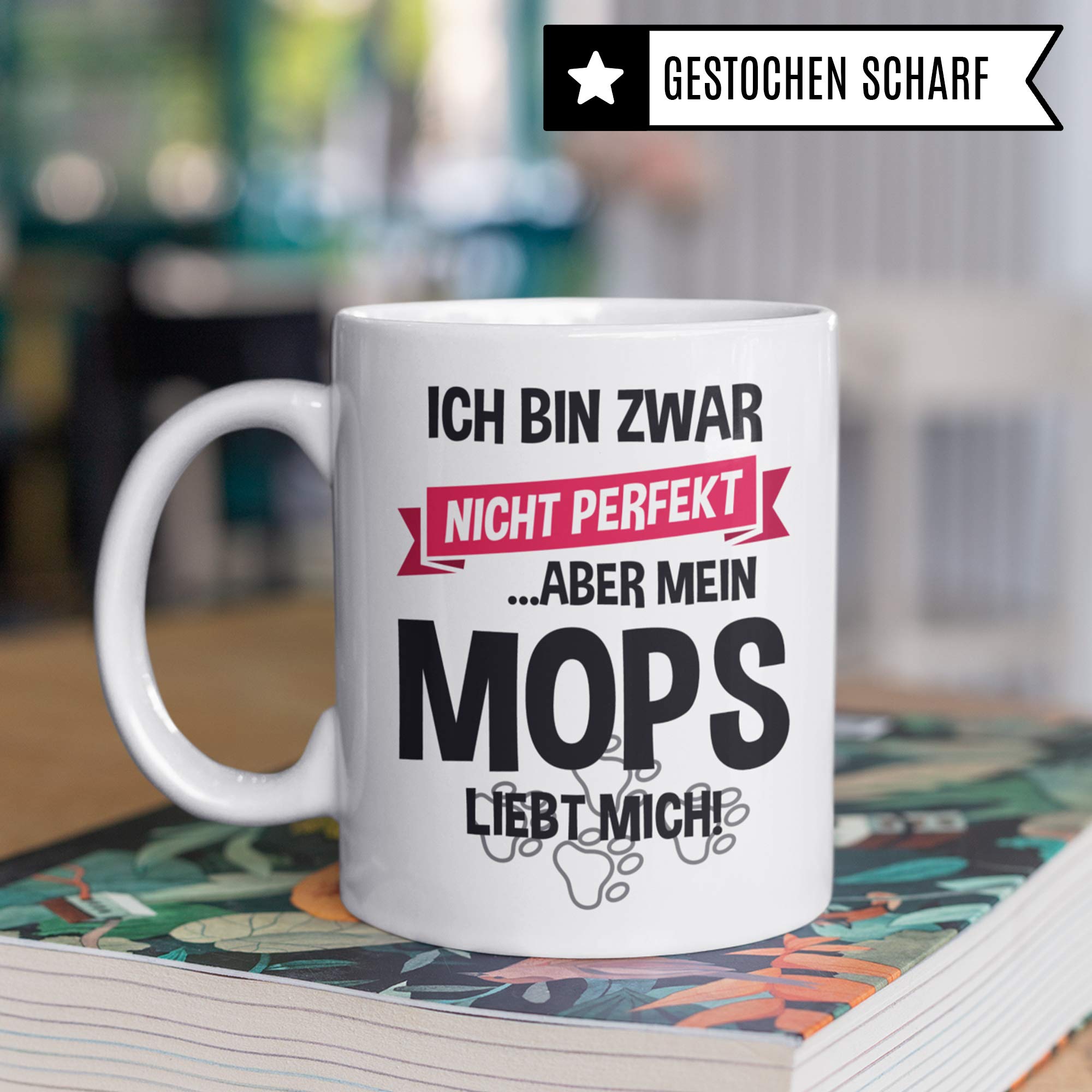 Pagma Druck Tasse Mops Geschenk Hunde Spruch Becher Geschenkidee Möpse Mops Herrchen Kaffeetasse Kaffeebecher