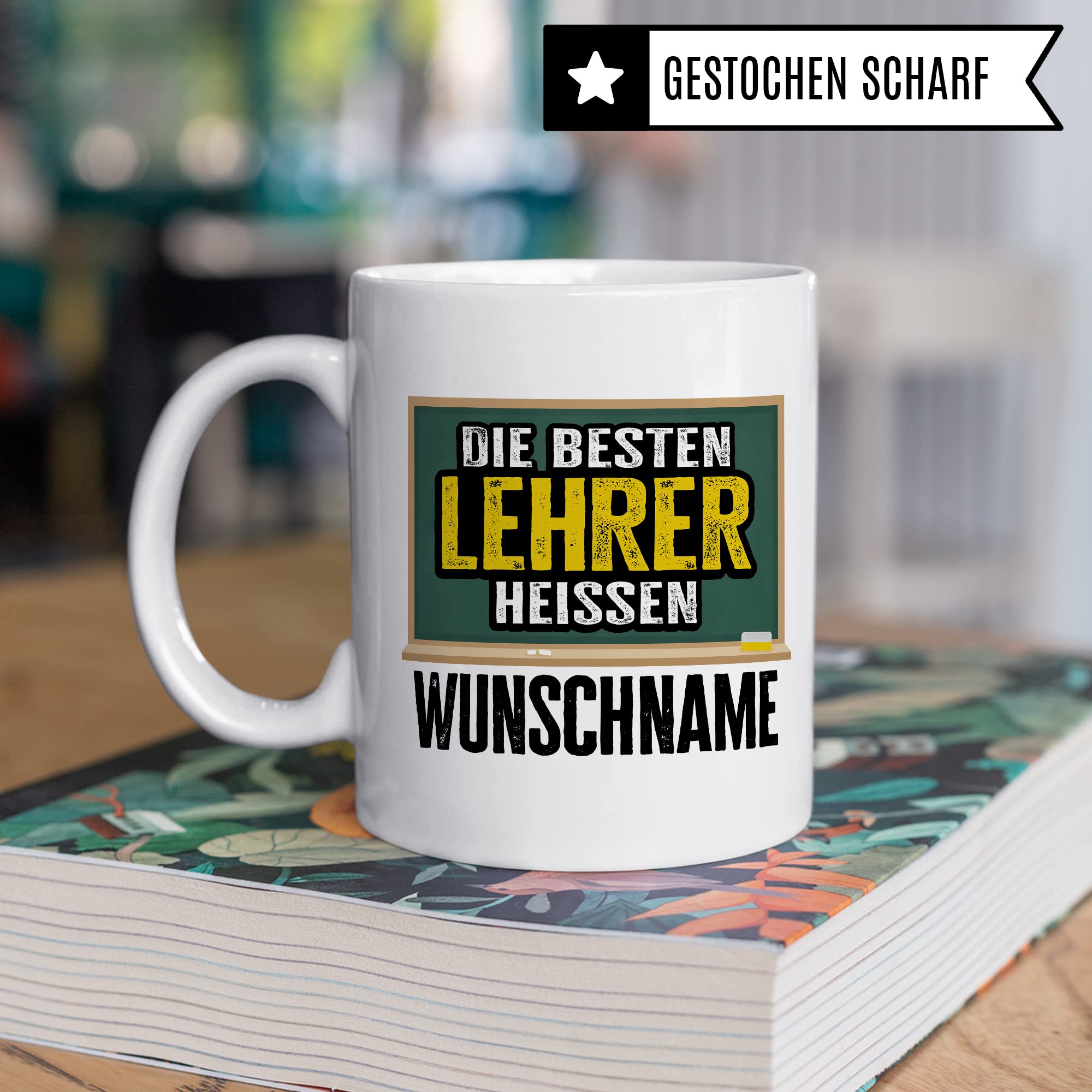 Bester Lehrer Tasse mit Spruch Geschenk Kaffee-Tasse personalisiert mit Namen Kaffee-Becher Lehrer lustig Geschenkidee Lehrerin personalisierbar Abschied Abschiedsgeschenk