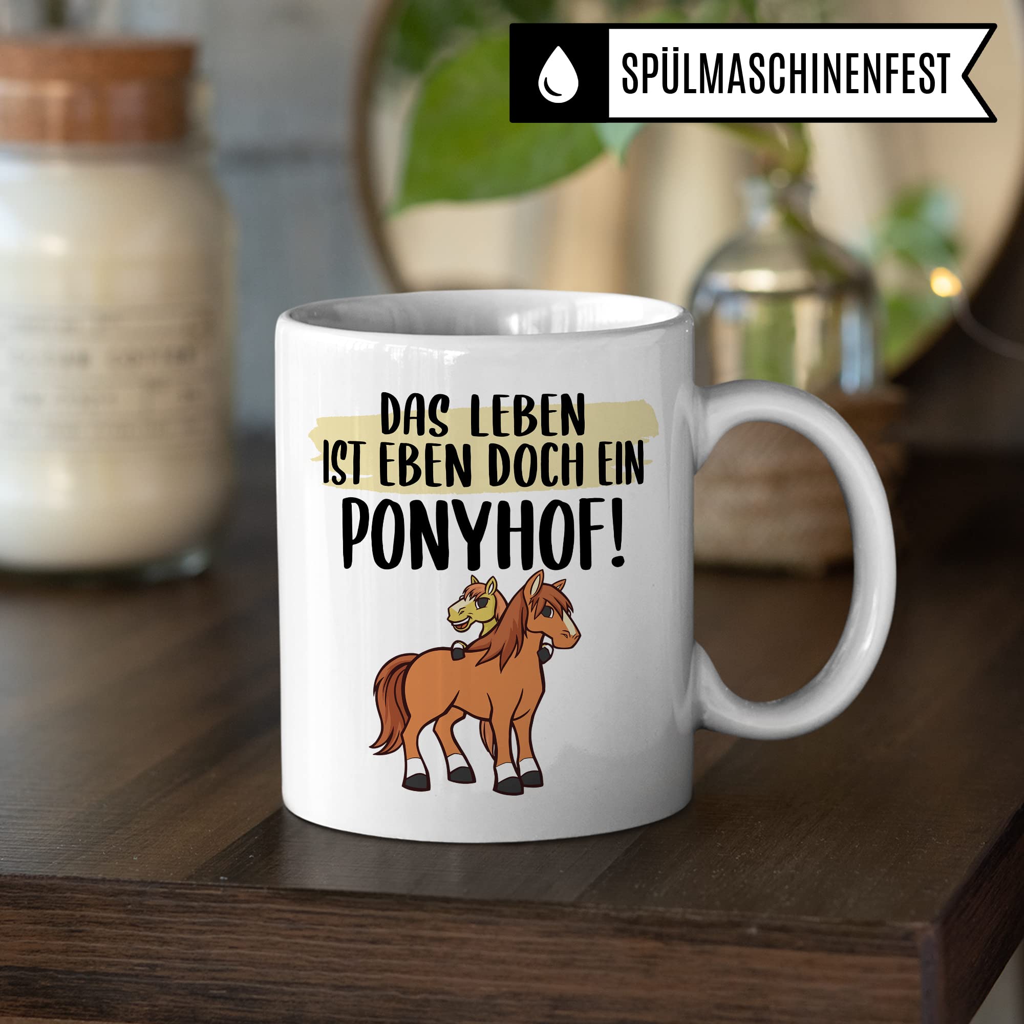 Das Leben ist ein Ponyhof Tasse Pferd Pferde Kaffeetasse Reiterin Kaffee-Becher Reiten beste Freundin Vierbeiner Teetasse Pferdemädchen Mädchen Pferdeliebhaber Geschenk Geschenkidee Stall Reiter