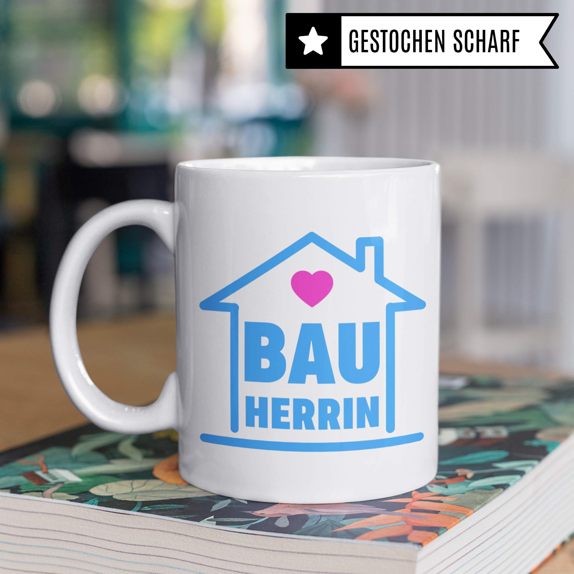 Pagma Druck Bauherrin Tasse, Mitbringsel Geschenke zum Richtfest, Becher Einweihungsfeier Einweihung Bauherr Frau, Geschenkideen zum Richtfest, Baustelle Häuslebauer Hausbau Humor