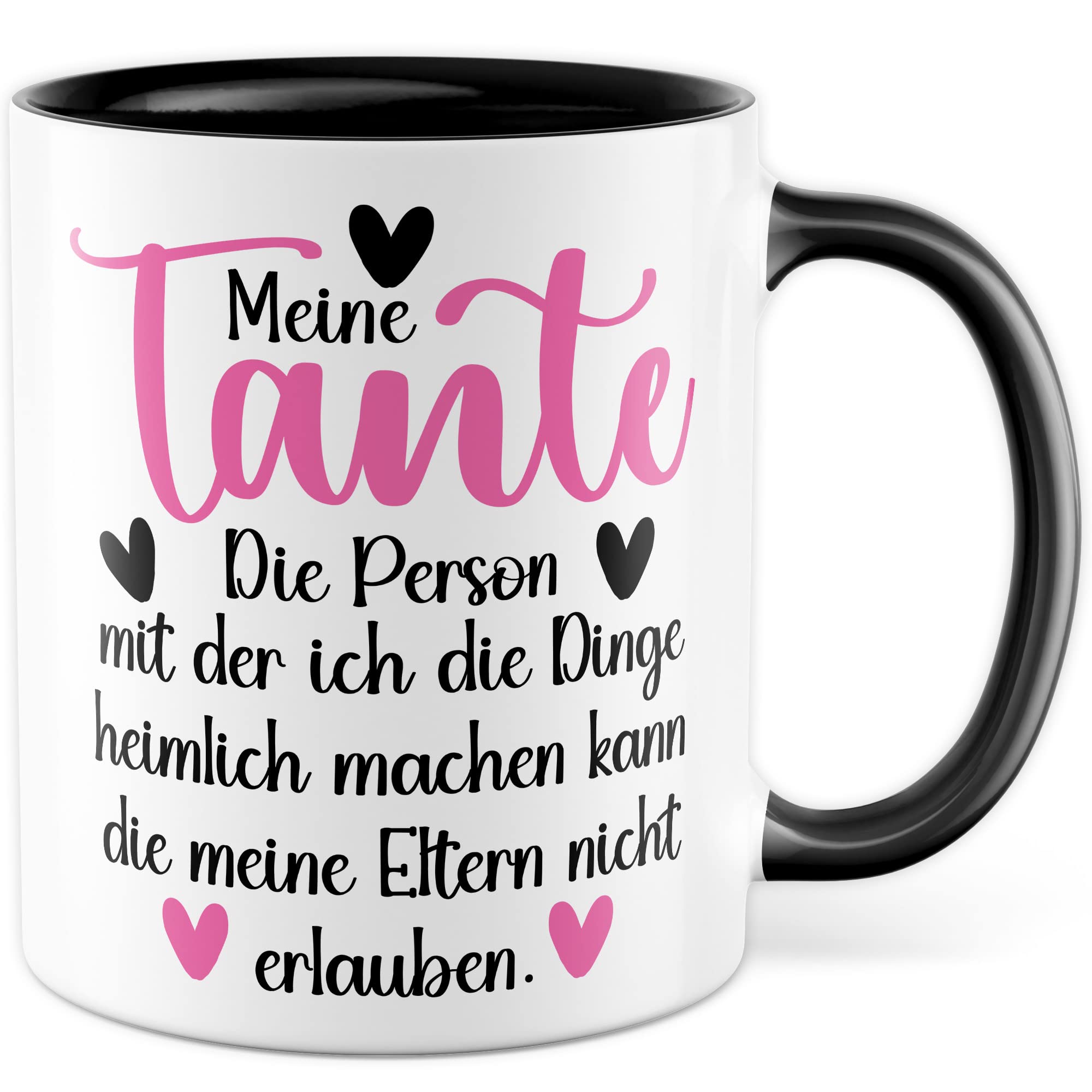 Tante Tasse Geschenk Patentante Kaffeetasse lustig Geschenkidee Familie Kaffee-Becher Nichte Neffe Humor Heimlich Dinge die meine Eltern nicht erlauben Spruch